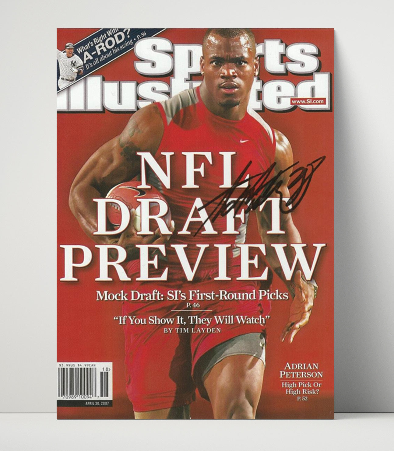 Oklahoma Sooners Adrian Peterson NFL Draft Preview 2007 SI Cover College Football Wall Art 16x20 Unframed Print wall art print – College Football decor
