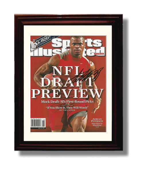 Oklahoma Sooners Adrian Peterson NFL Draft Preview 2007 SI Cover College Football Wall Art 8x10 Beveled Frame wall art print – College Football decor