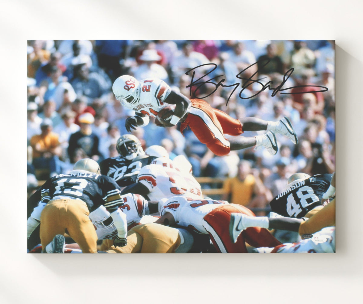 Oklahoma State Football - Barry SandersHurdle Over Defender 8x10 Canvas college football wall art