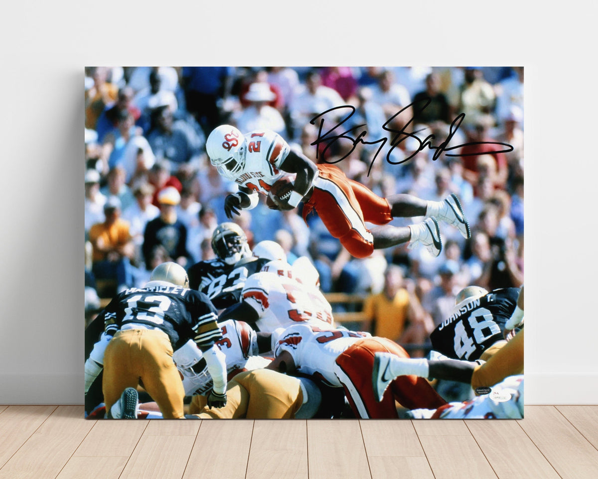 Oklahoma State Football - Barry SandersHurdle Over Defender 8x10 Unframed Print college football wall art
