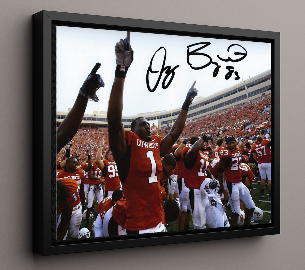 Oklahoma State Football - Dez BryantCrowd Celebration 8x10 Framed Canvas college football wall art