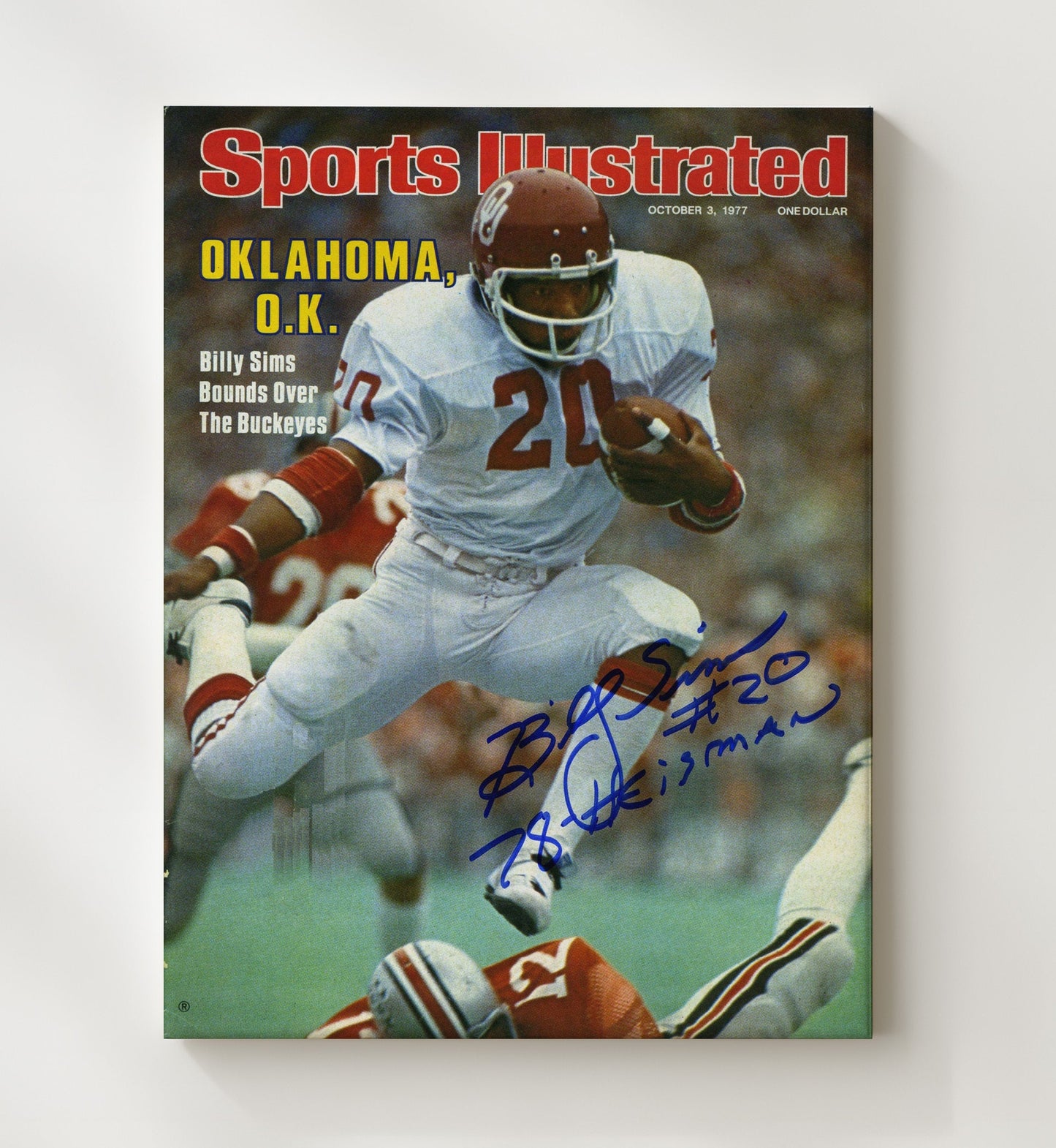 Oklahoma vs Ohio State Football - Billy Sims Breakaway Run Buckeyes Clash 1977 SI 8x10 Canvas college football wall art