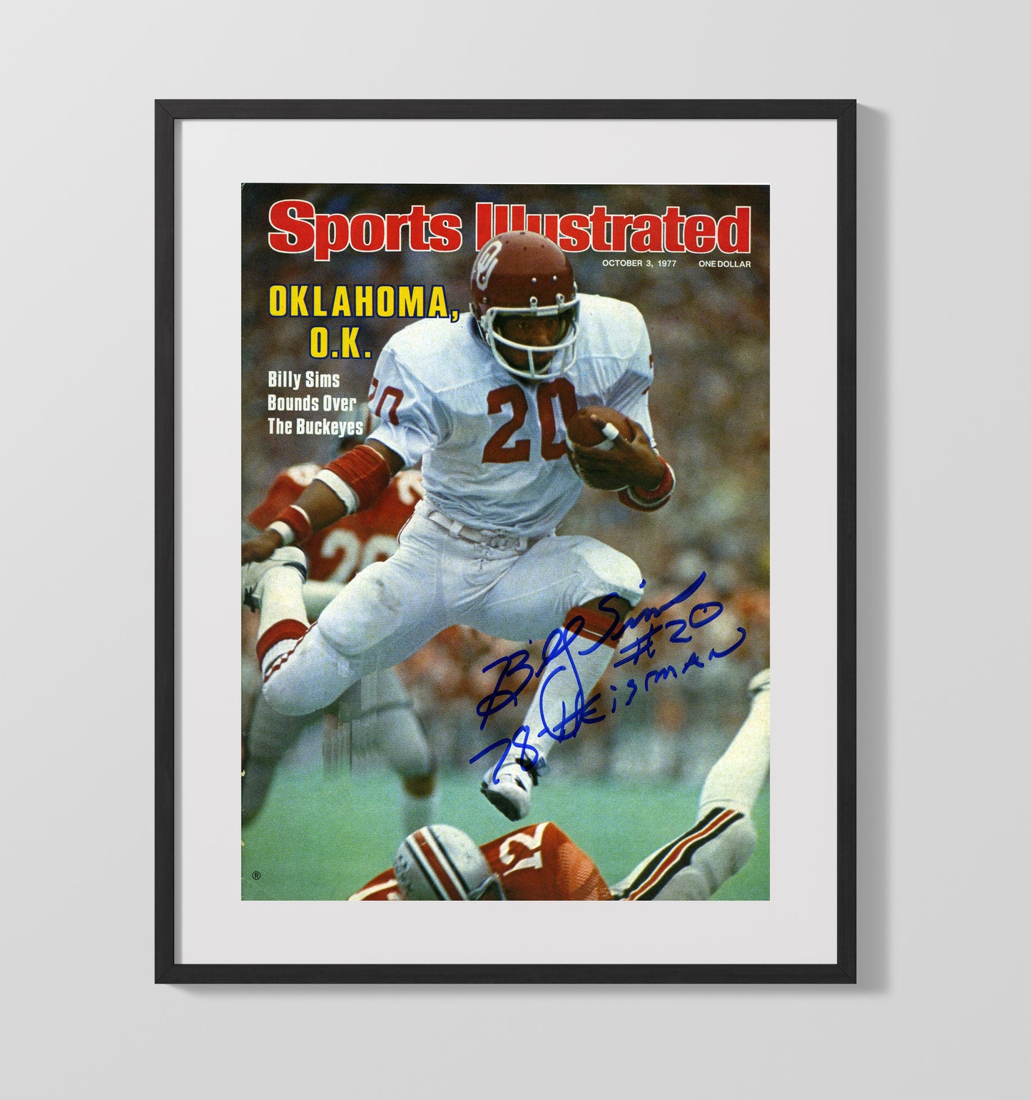 Oklahoma vs Ohio State Football Billy Sims Breakaway Run Buckeyes Clash 1977 SI College 16x20 Gallery Frame wall art print – College Football decor