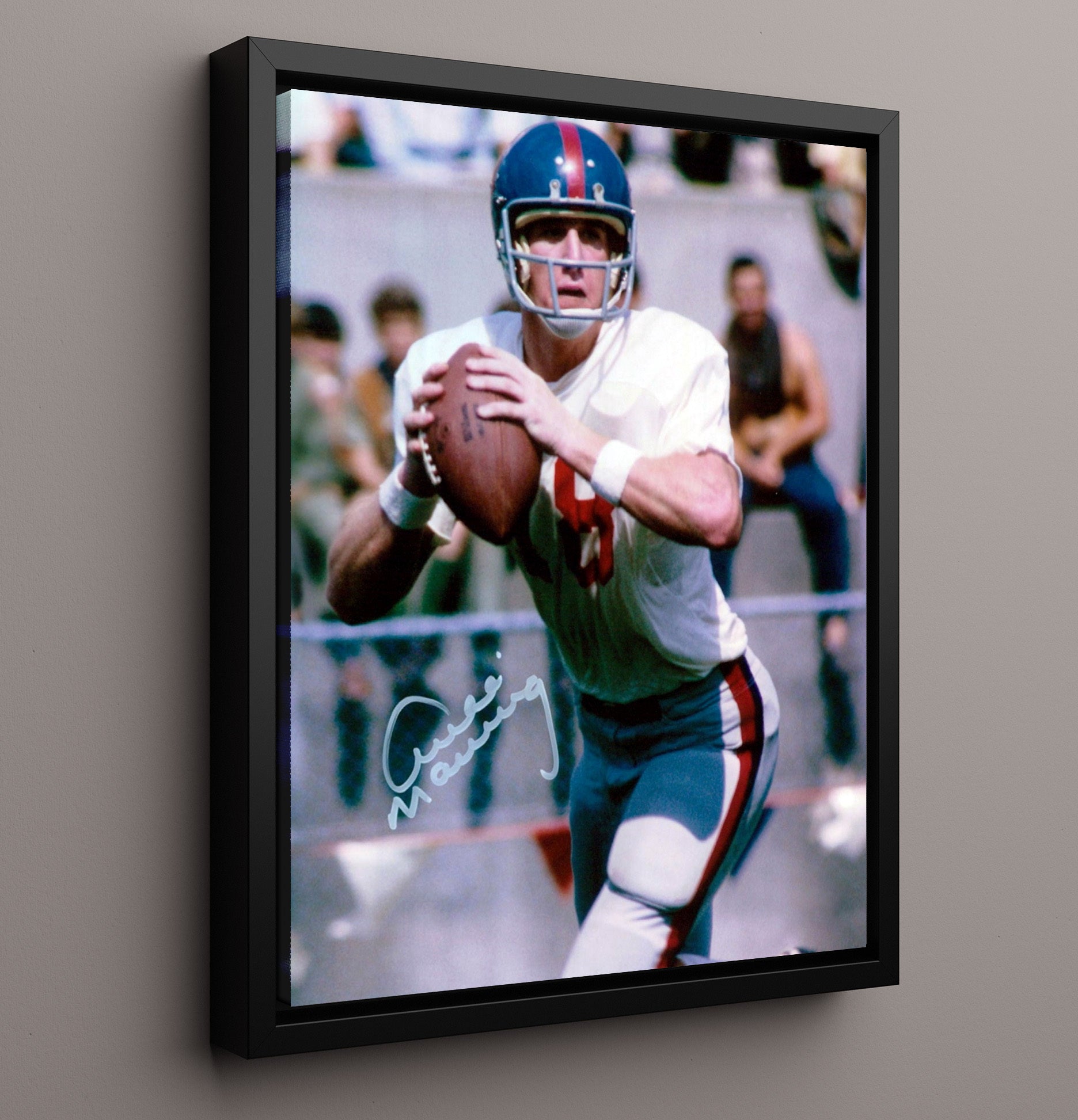 Ole Miss Football Archie Manning Pocket Command College Football Wall Art 16x20 Framed Canvas wall art print – College Football decor