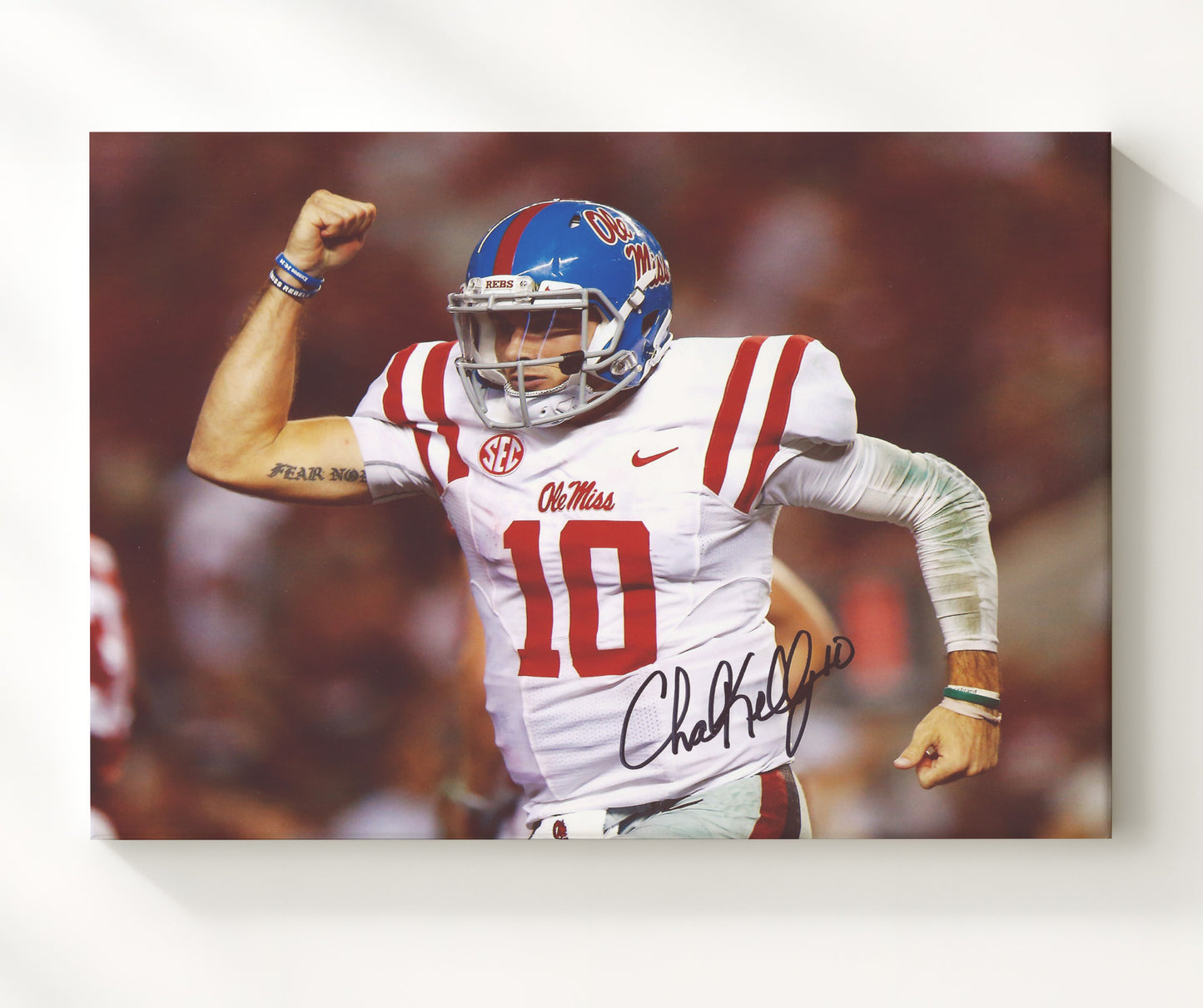 Ole Miss Football Chad KellyCelebration Flex College Football Wall Art 20x24 Canvas wall art print – College Football decor