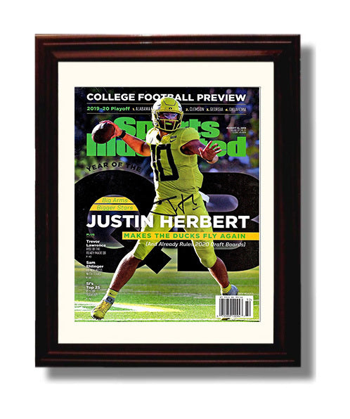 Oregon Football Justin Herbert Elite Arm SI Cover 2019 College Football Wall Art 8x10 Beveled Frame wall art print – College Football decor