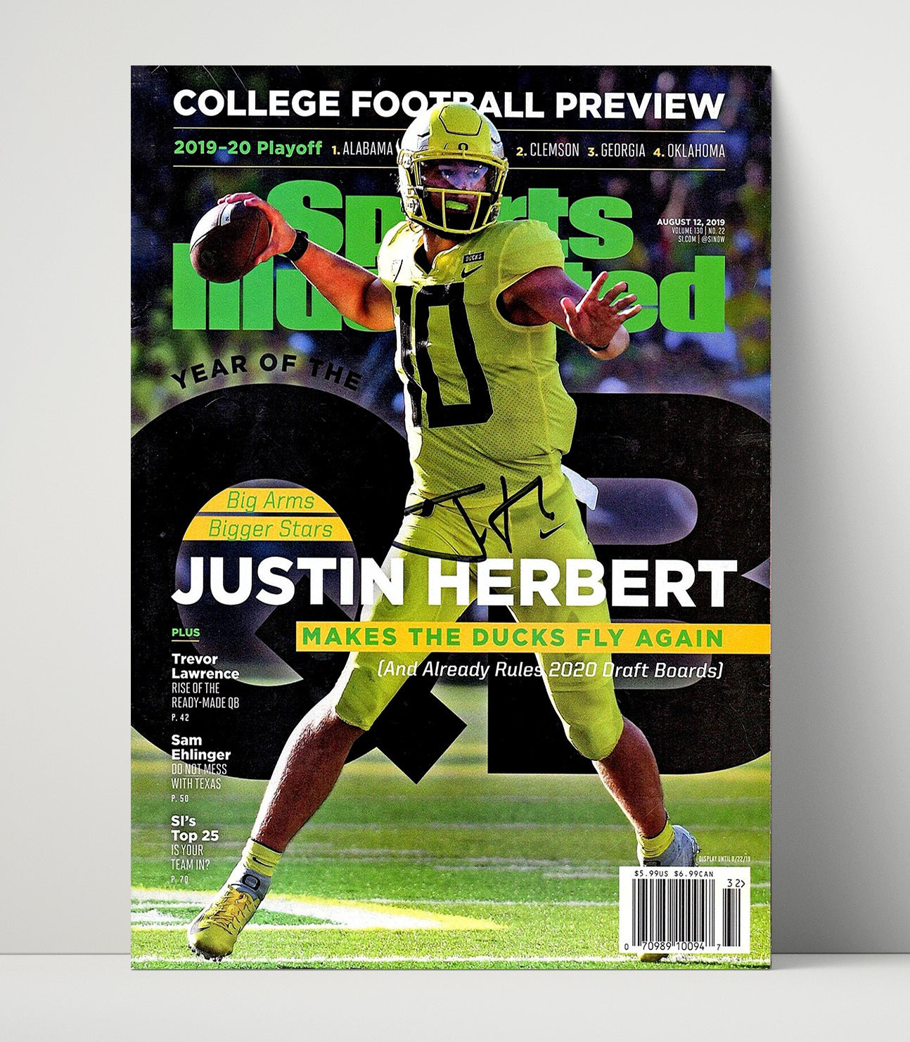 Oregon Football Justin Herbert Elite Arm SI Cover 2019 College Football Wall Art 16x20 Unframed Print wall art print – College Football decor