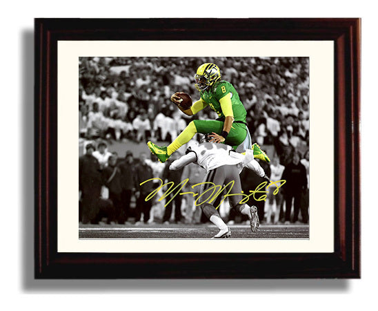 Oregon Football Marcus MariotaHurdle College Football Wall Art 8x10 Beveled Frame wall art print – College Football decor