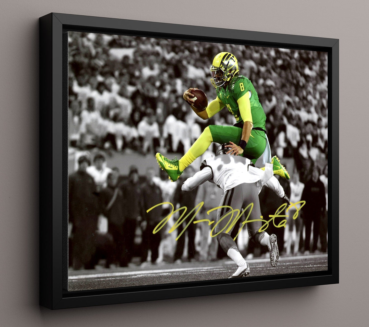 Oregon Football - Marcus MariotaHurdle 8x10 Framed Canvas college football wall art