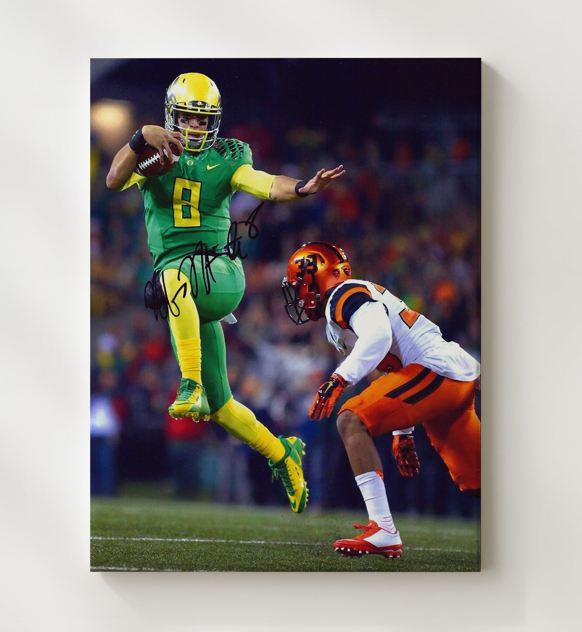 Oregon Football - Marcus Mariota Airborne Leap 8x10 Canvas college football wall art