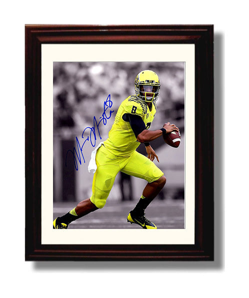 Oregon Football Marcus Mariota Neon Glide College Football Wall Art 8x10 Beveled Frame wall art print – College Football decor