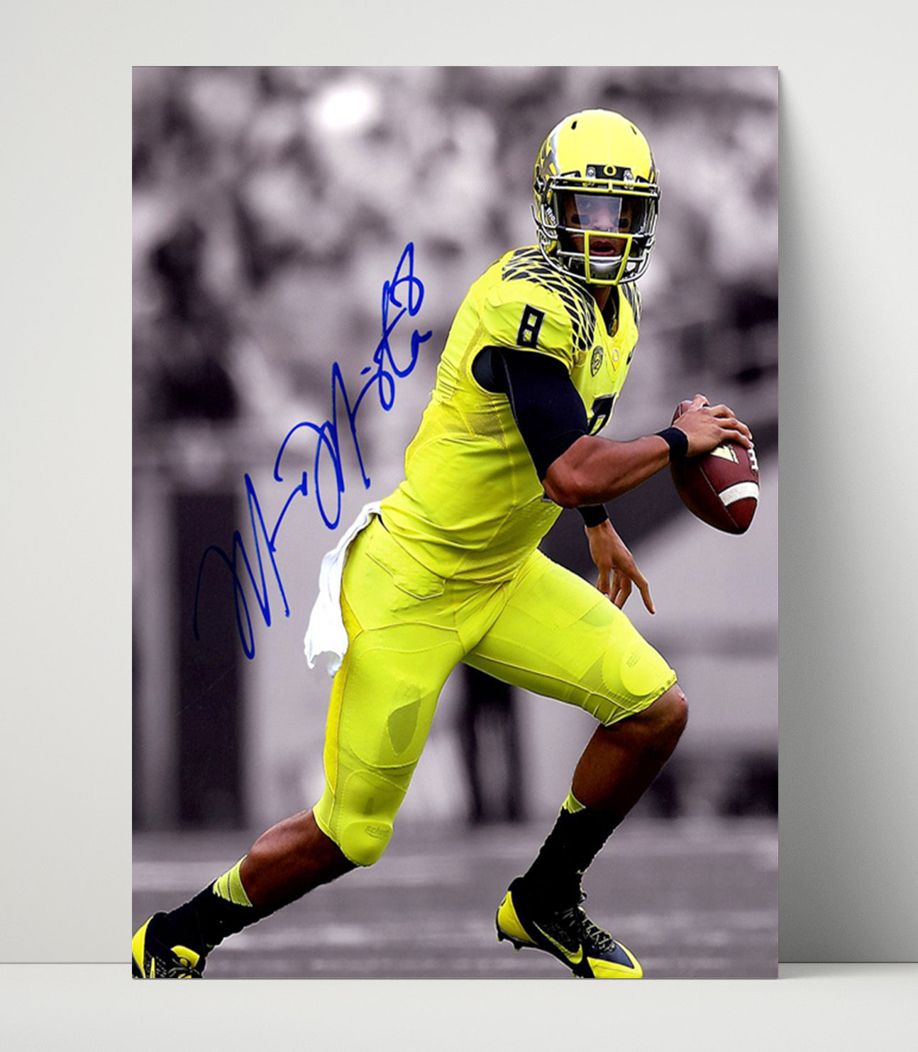 Oregon Football Marcus Mariota Neon Glide College Football Wall Art 16x20 Unframed Print wall art print – College Football decor