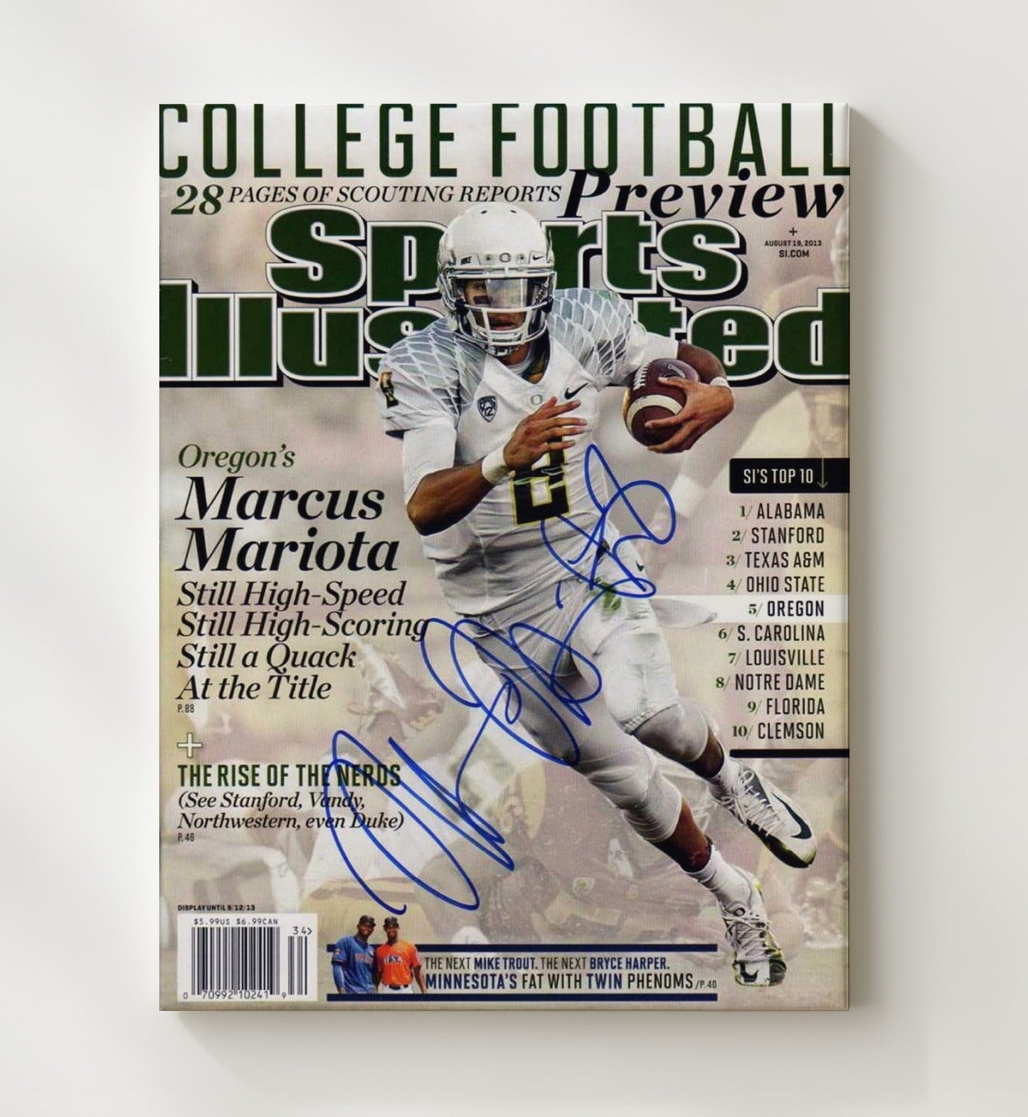 Oregon Football - Marcus Mariota Title Chase SI Cover 2013 8x10 Canvas college football wall art