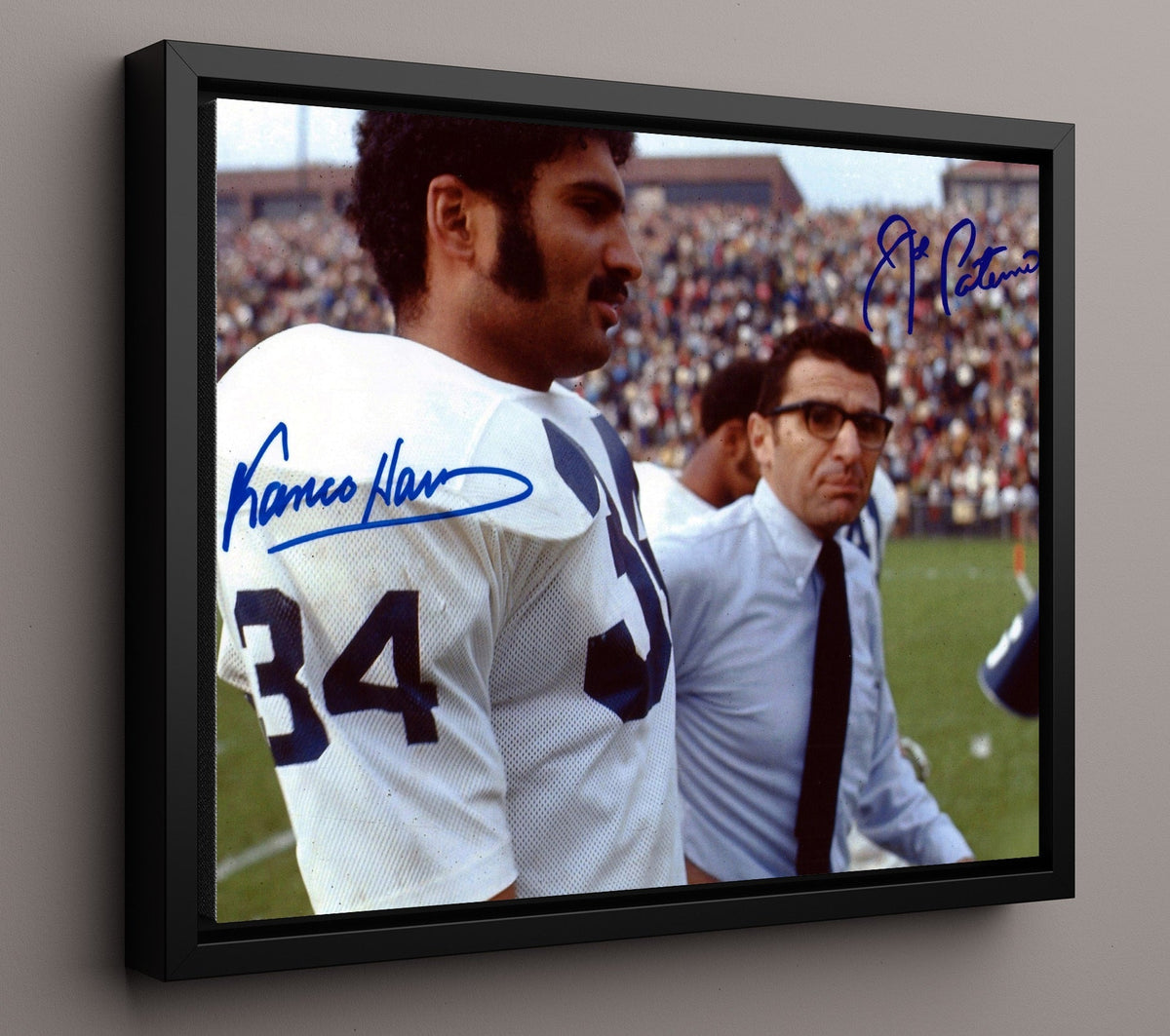 Penn State Football - Franco Harris and Joe PaternoSideline Moment 8x10 Framed Canvas college football wall art