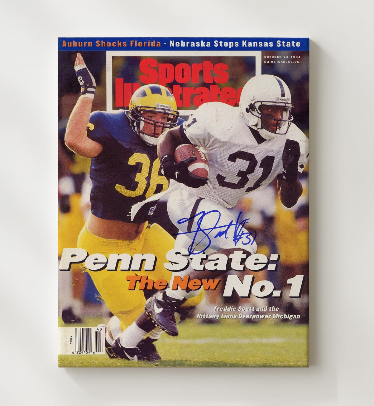 Penn State Football - Freddie Scott No 1 Breakthrough SI Cover 1994 8x10 Canvas college football wall art