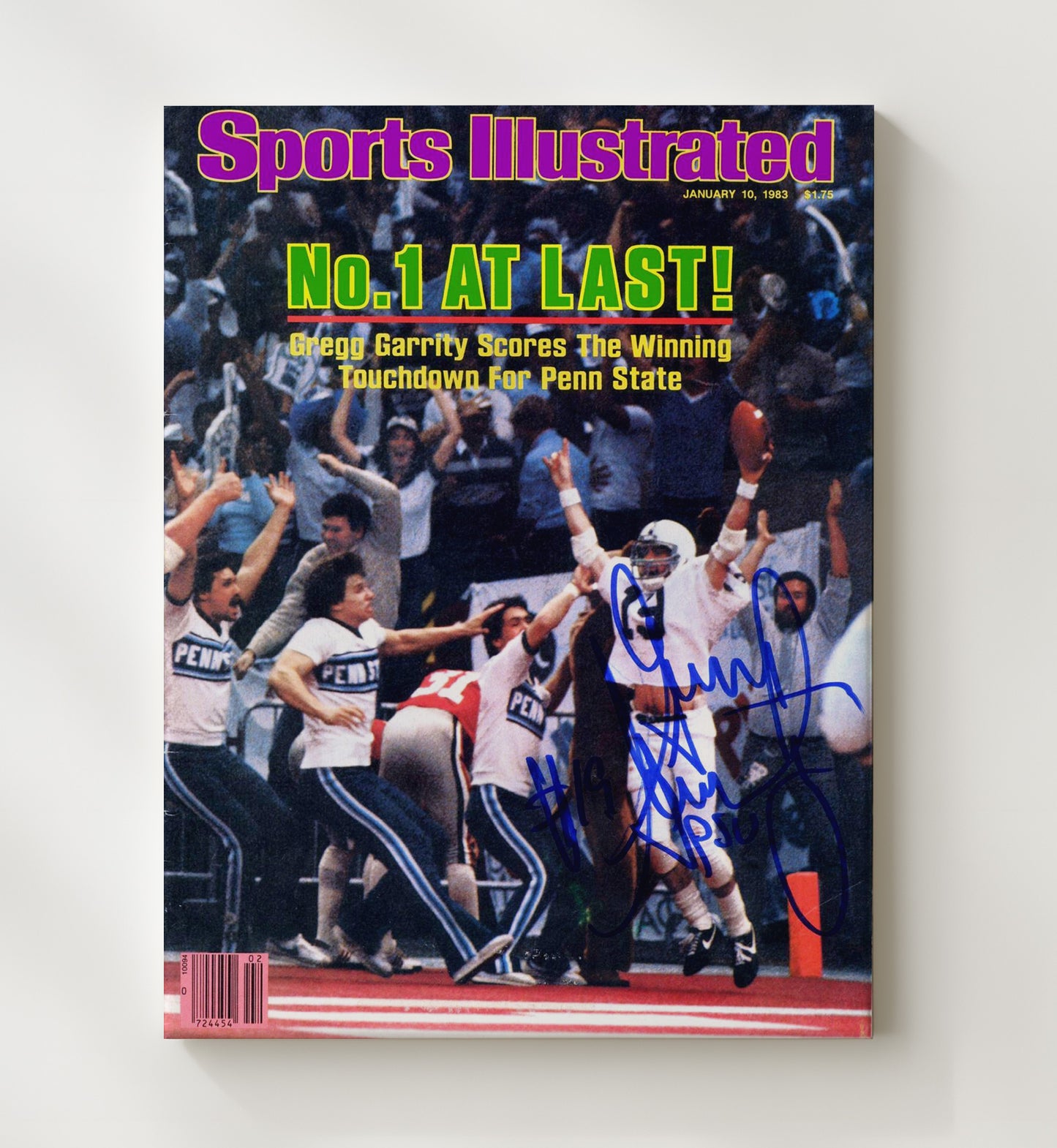 Penn State Football Gregg Garrity Game Winner SI Cover 1983 College Football Wall Art 20x24 Canvas wall art print – College Football decor