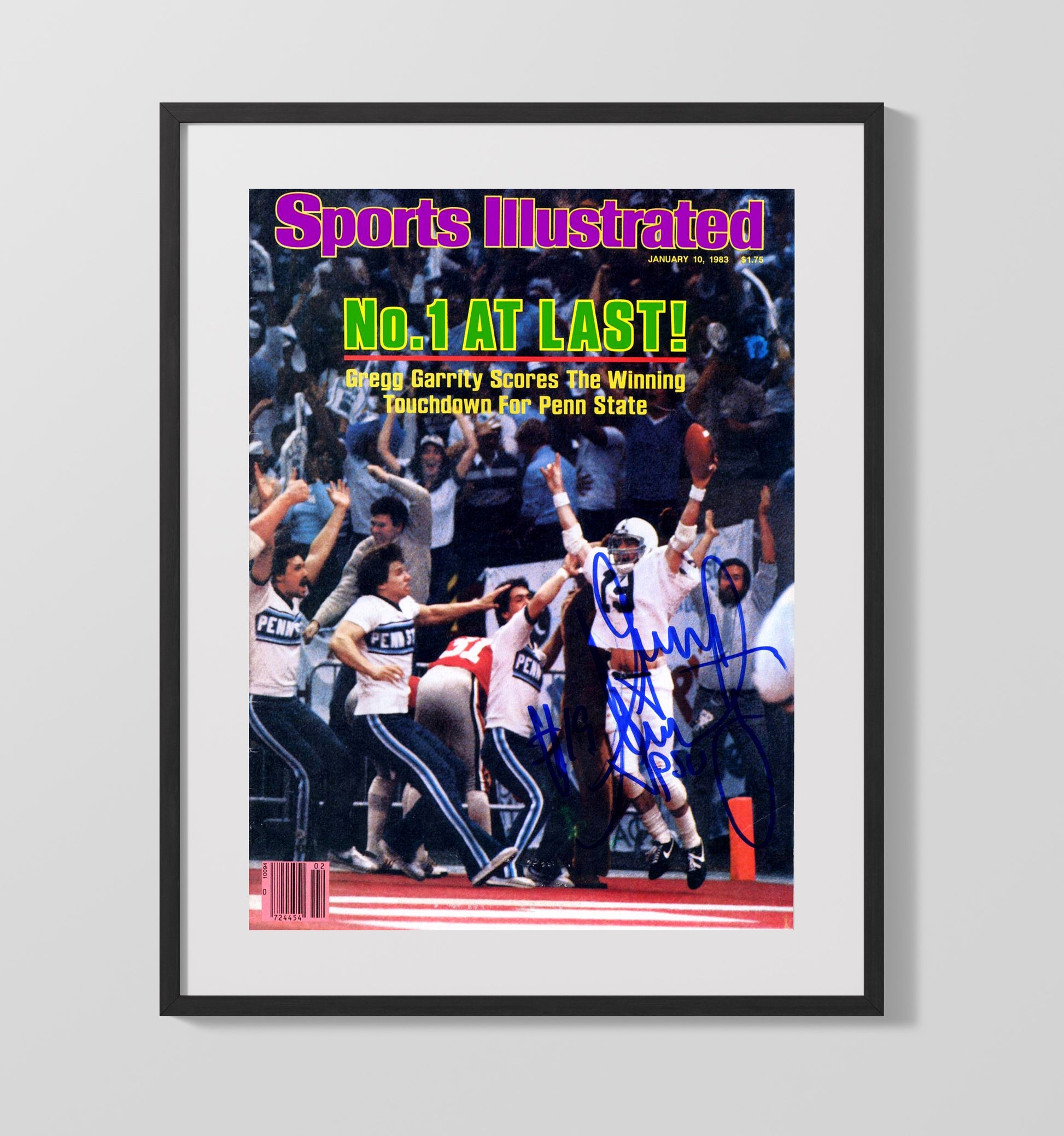 Penn State Football Gregg Garrity Game Winner SI Cover 1983 College Football Wall Art 16x20 Gallery Frame wall art print – College Football decor
