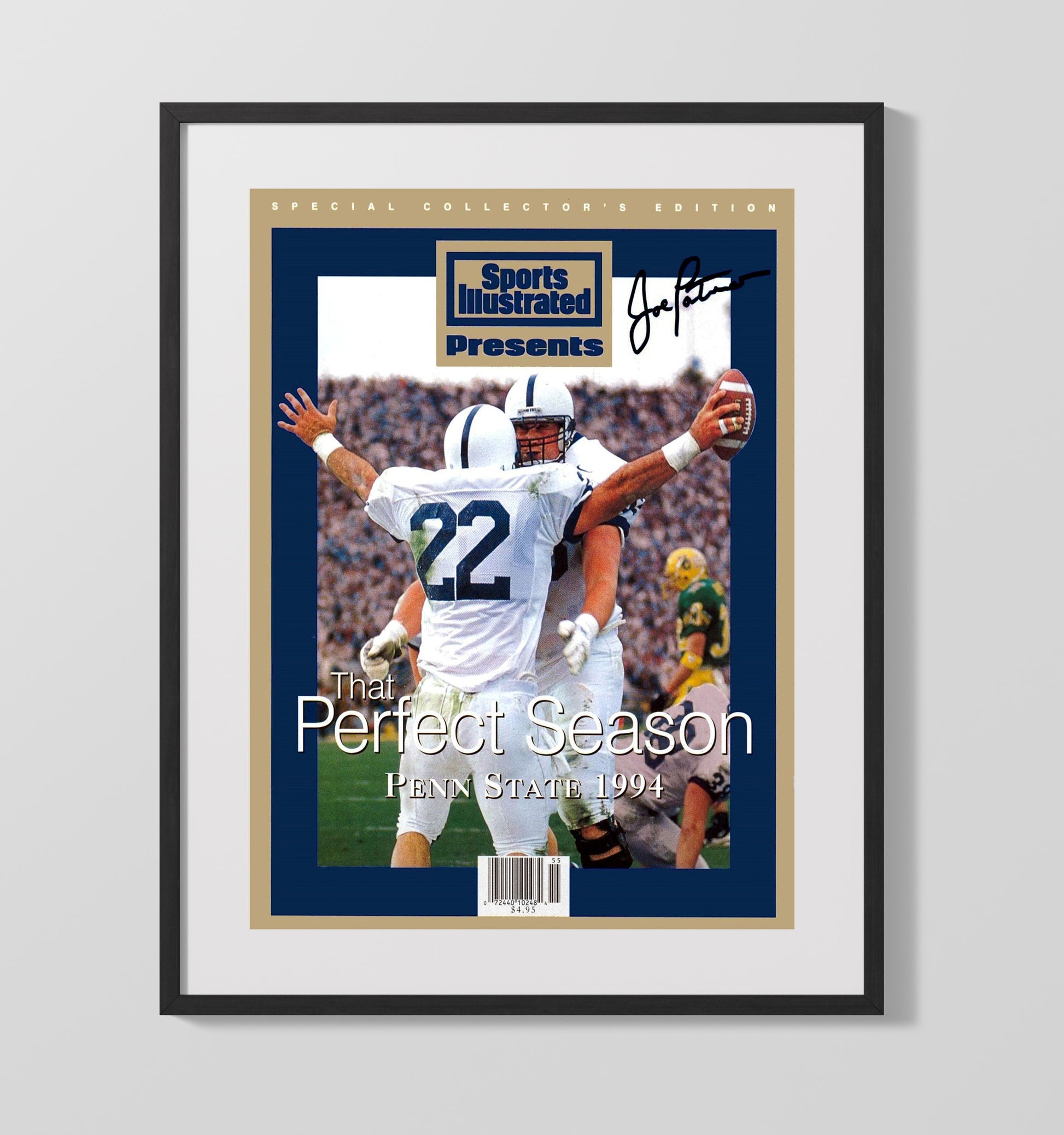 Penn State Football Joe Paterno Perfect Season SI Special 1994 College Football Wall Art 16x20 Gallery Frame wall art print – College Football decor