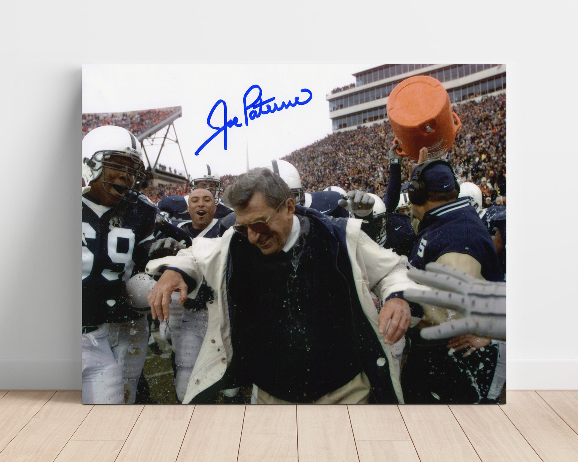 Penn State Football Joe Paterno Sideline Celebration Moment College Football Wall Art 16x20 Unframed Print wall art print – College Football decor