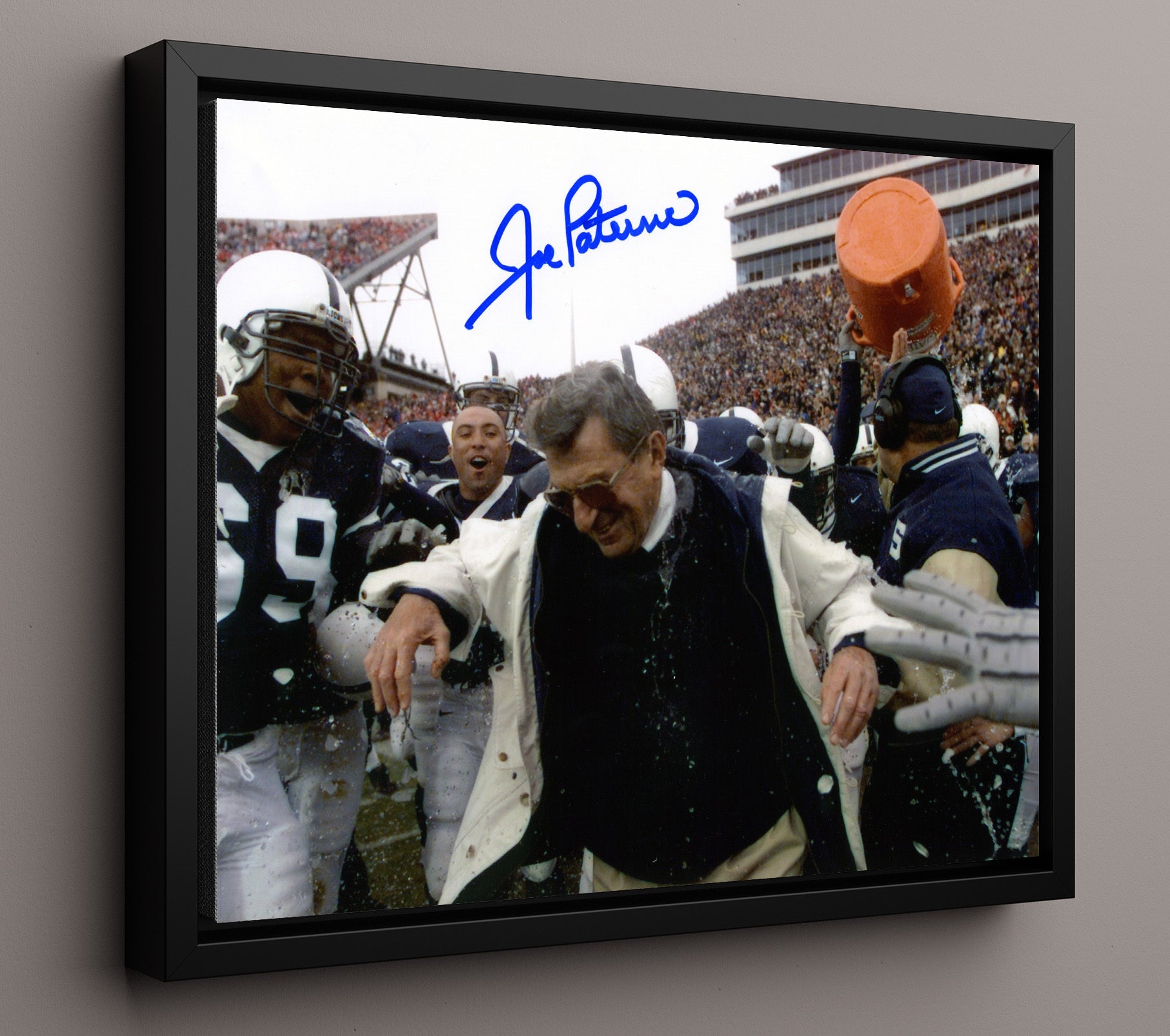 Penn State Football - Joe Paterno Sideline Celebration Moment 8x10 Framed Canvas college football wall art