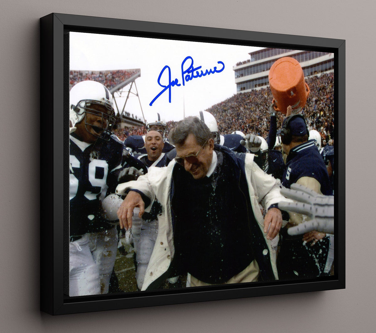 Penn State Football - Joe Paterno Sideline Celebration Moment 8x10 Framed Canvas college football wall art
