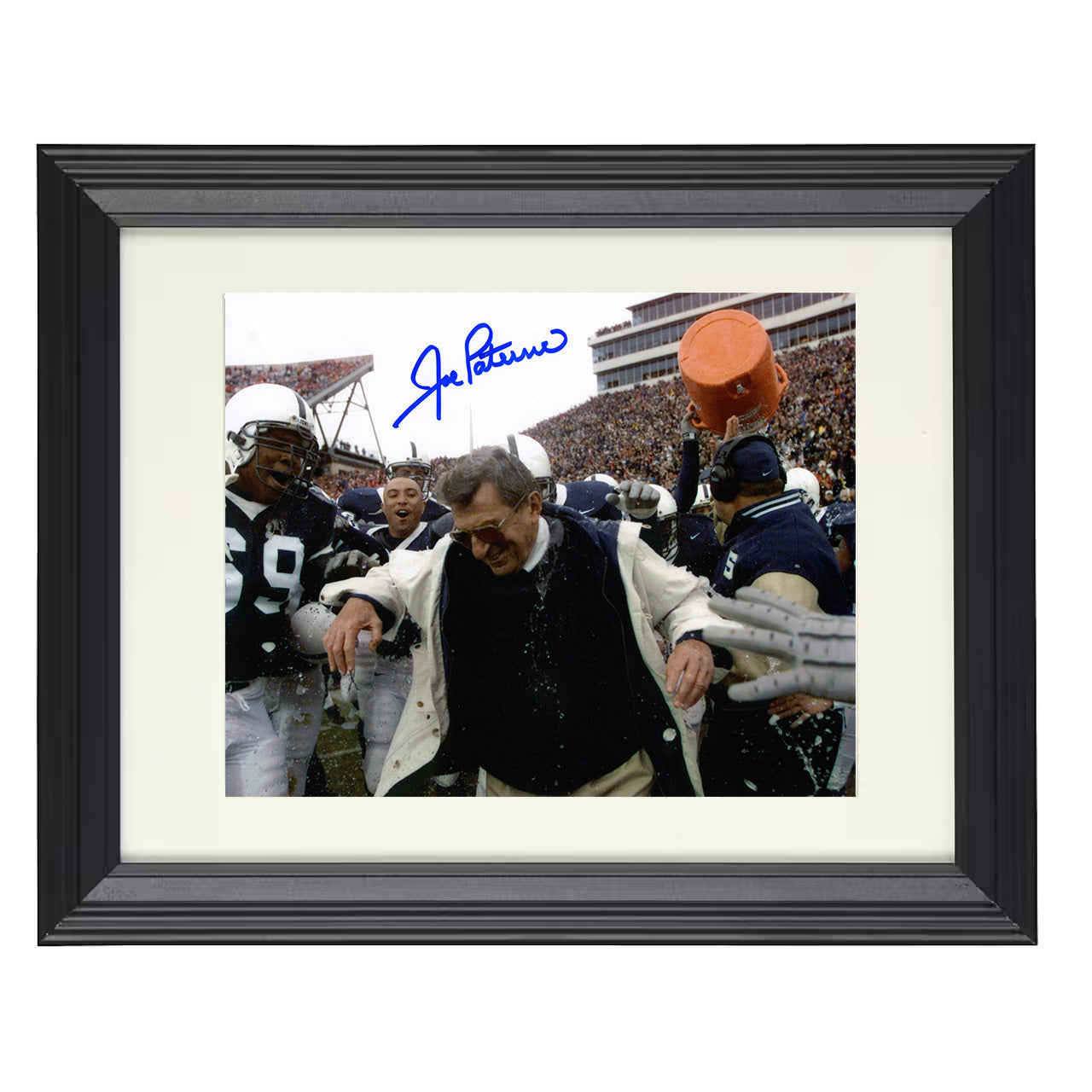 Penn State Football Joe Paterno Sideline Celebration Moment 8x10 black beveled frame college football wall art