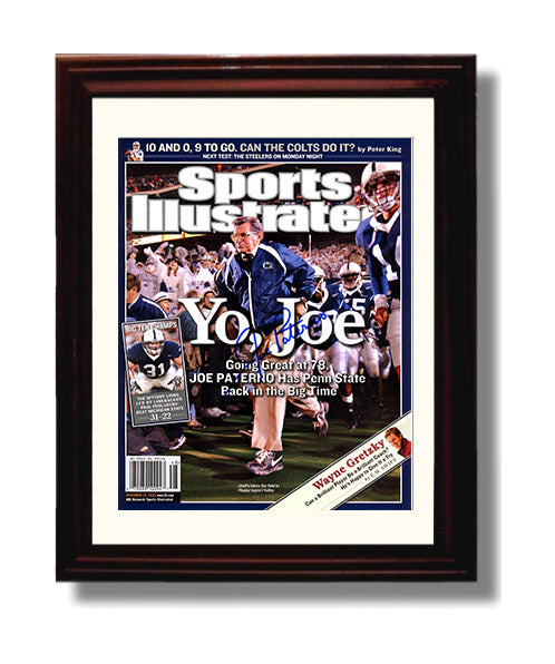 Penn State Football Joe Paterno Sideline Charge SI Cover 2005 College Football Wall Art 8x10 Beveled Frame wall art print – College Football decor