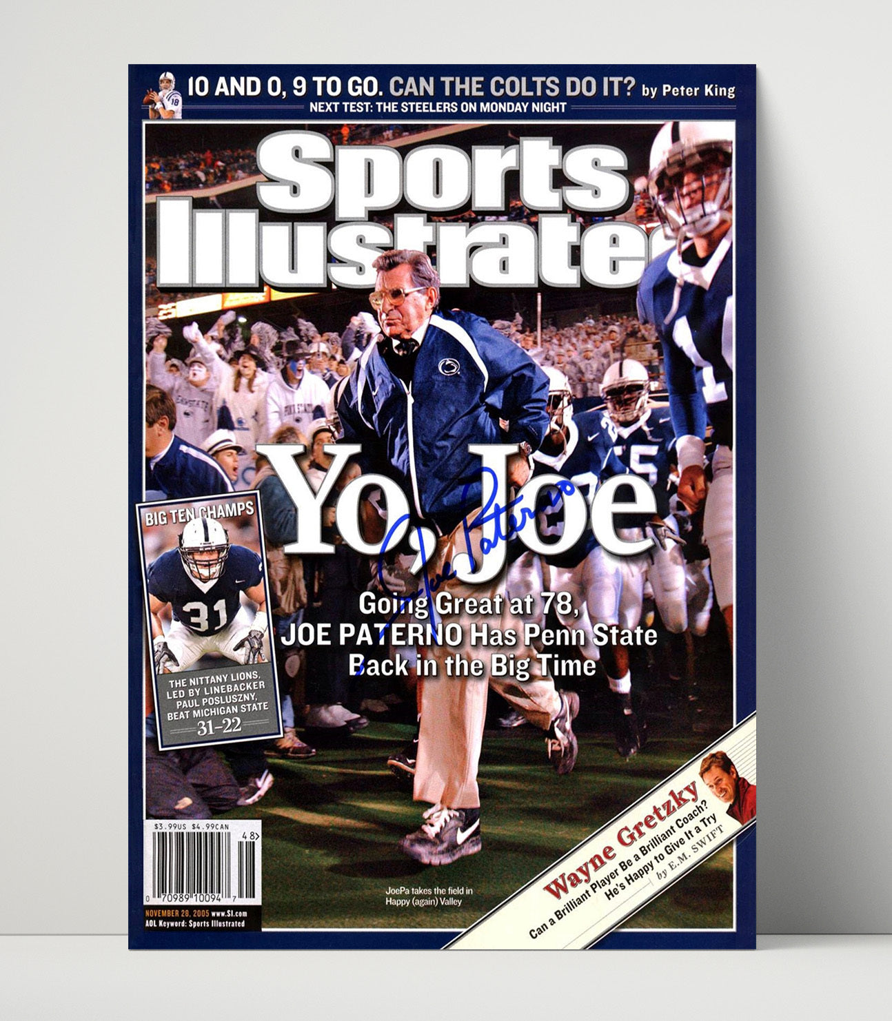 Penn State Football Joe Paterno Sideline Charge SI Cover 2005 College Football Wall Art 16x20 Unframed Print wall art print – College Football decor