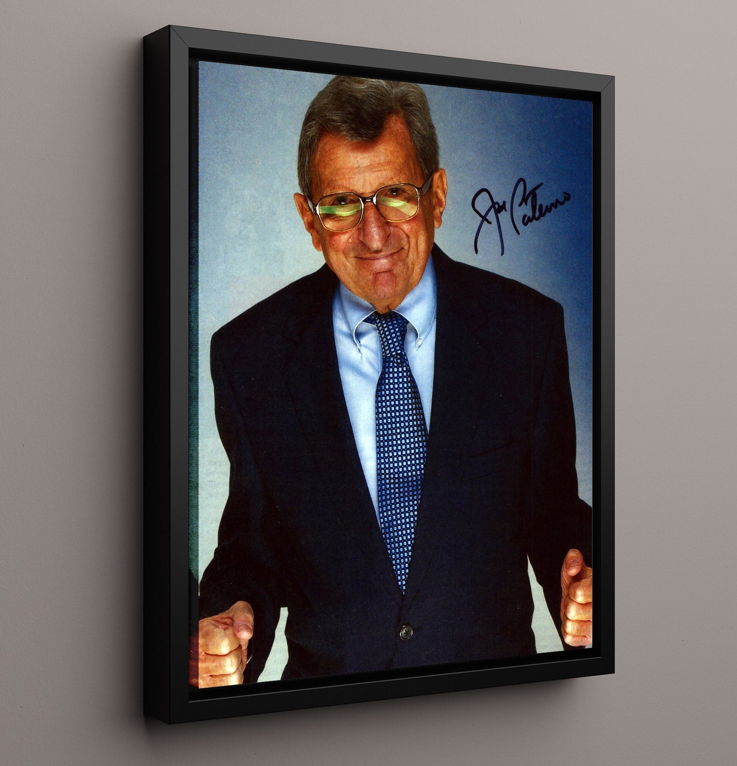 Penn State Football Joe Paterno Sideline Leader College Football Wall Art 16x20 Framed Canvas wall art print – College Football decor