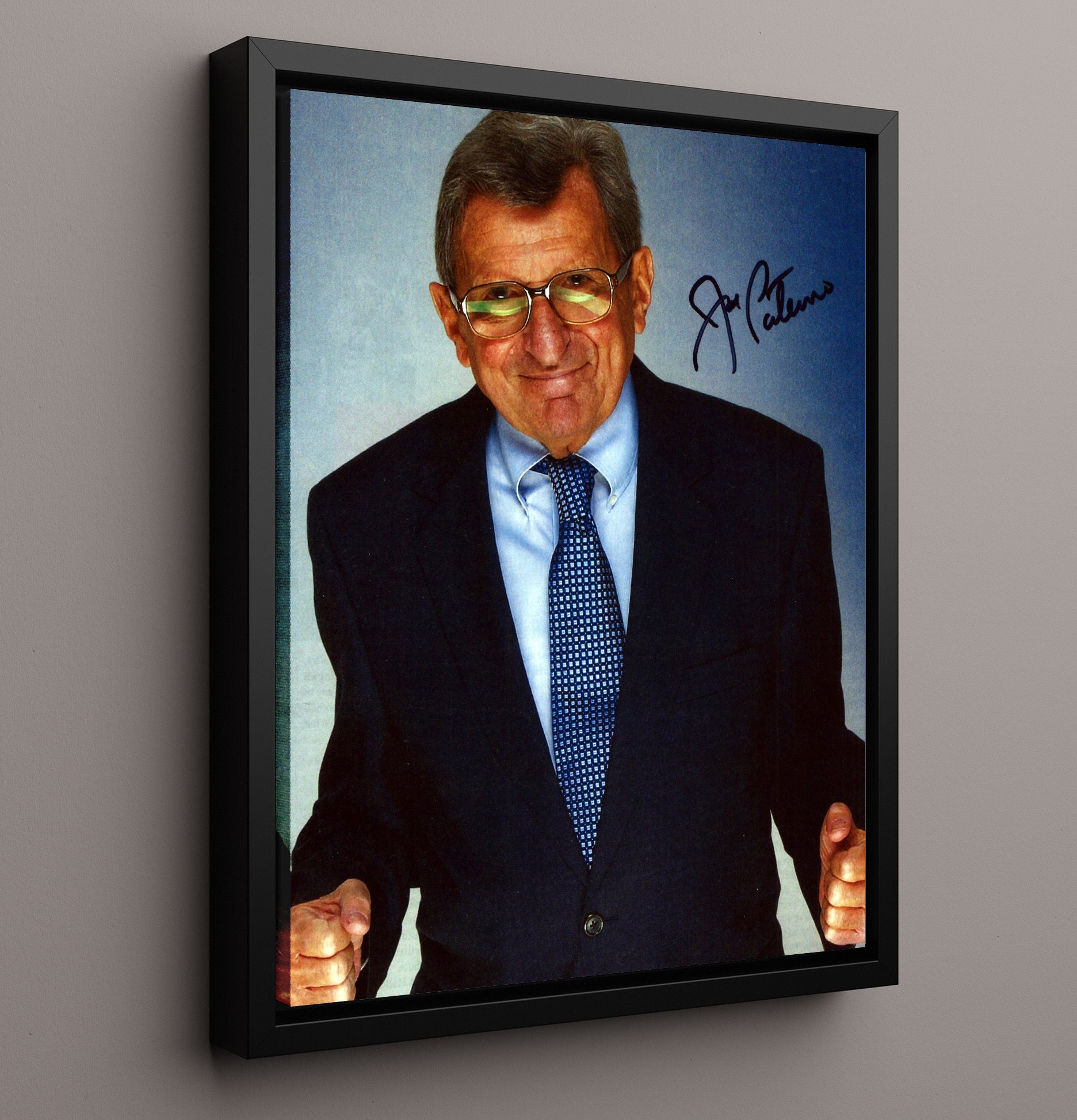 Penn State Football Joe Paterno Sideline Leader College Football Wall Art 16x20 Framed Canvas wall art print – College Football decor