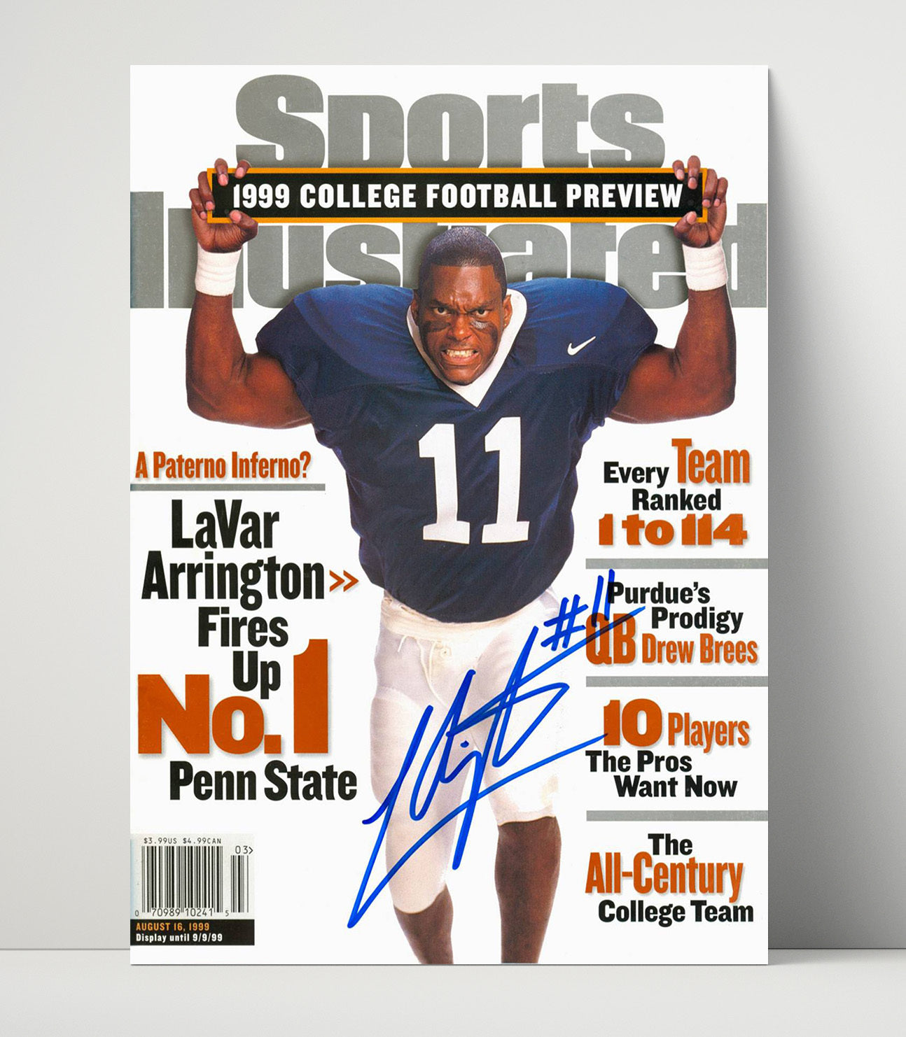 Penn State Football LaVar Arrington Linebacker Fury SI Cover 1999 College Football Wall Art 16x20 Unframed Print wall art print – College Football decor