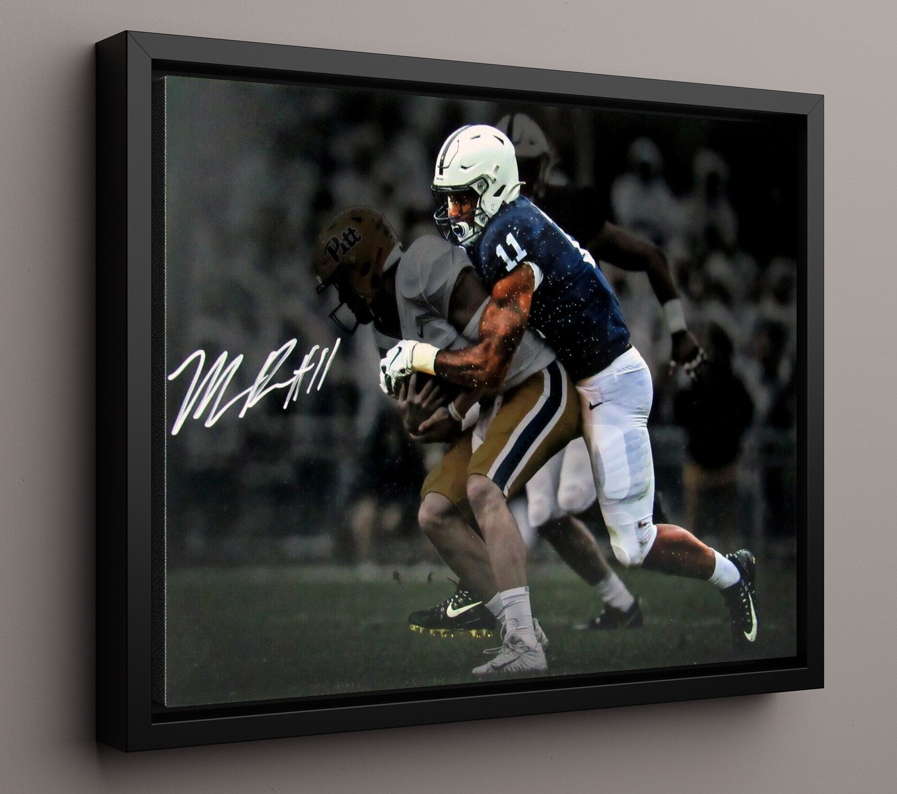 Penn State Football - Micah Parsons Defensive Tackle Impact Hit 8x10 Framed Canvas college football wall art