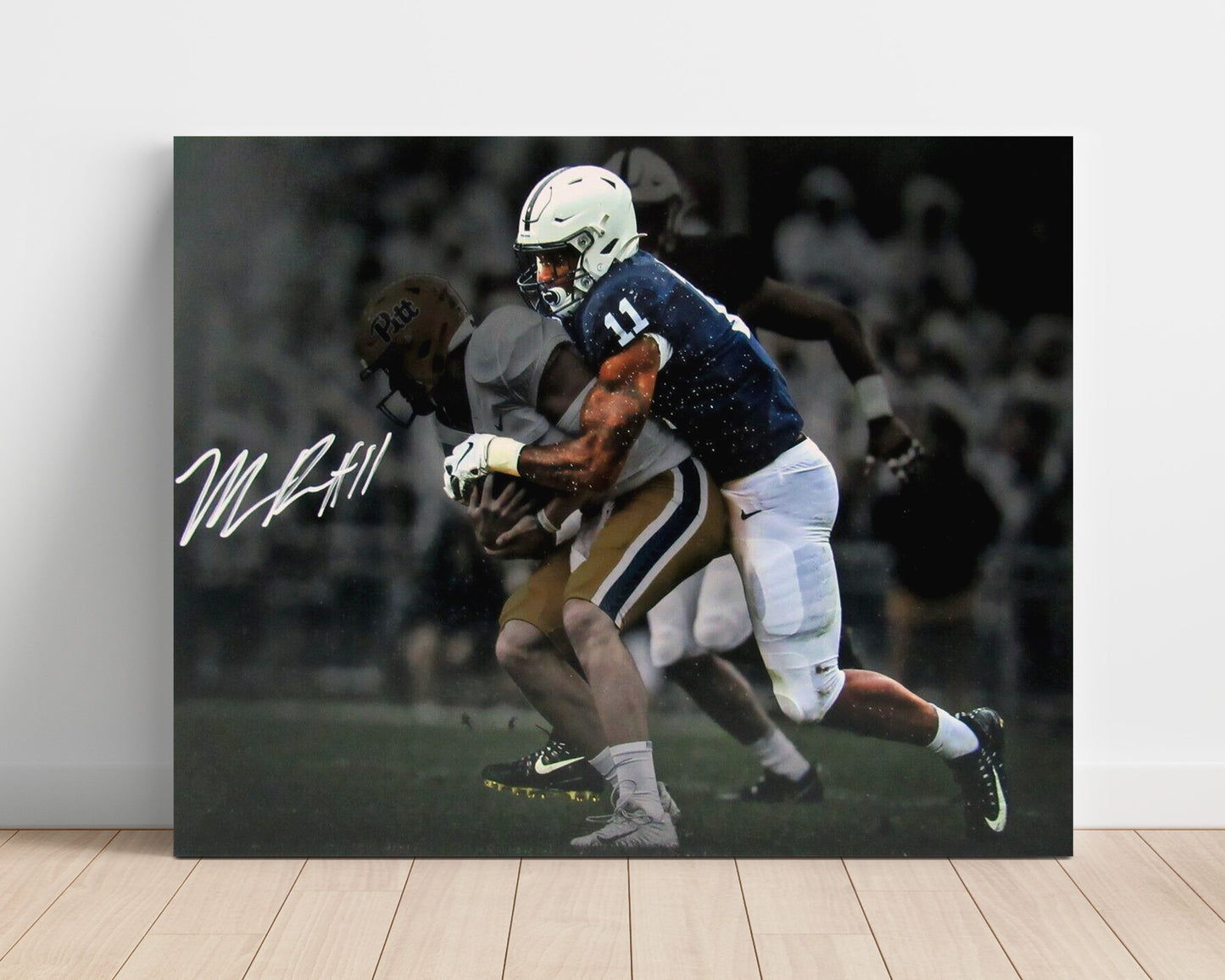 Penn State Football Micah Parsons Defensive Tackle Impact Hit College Football Wall Art 16x20 Unframed Print wall art print – College Football decor