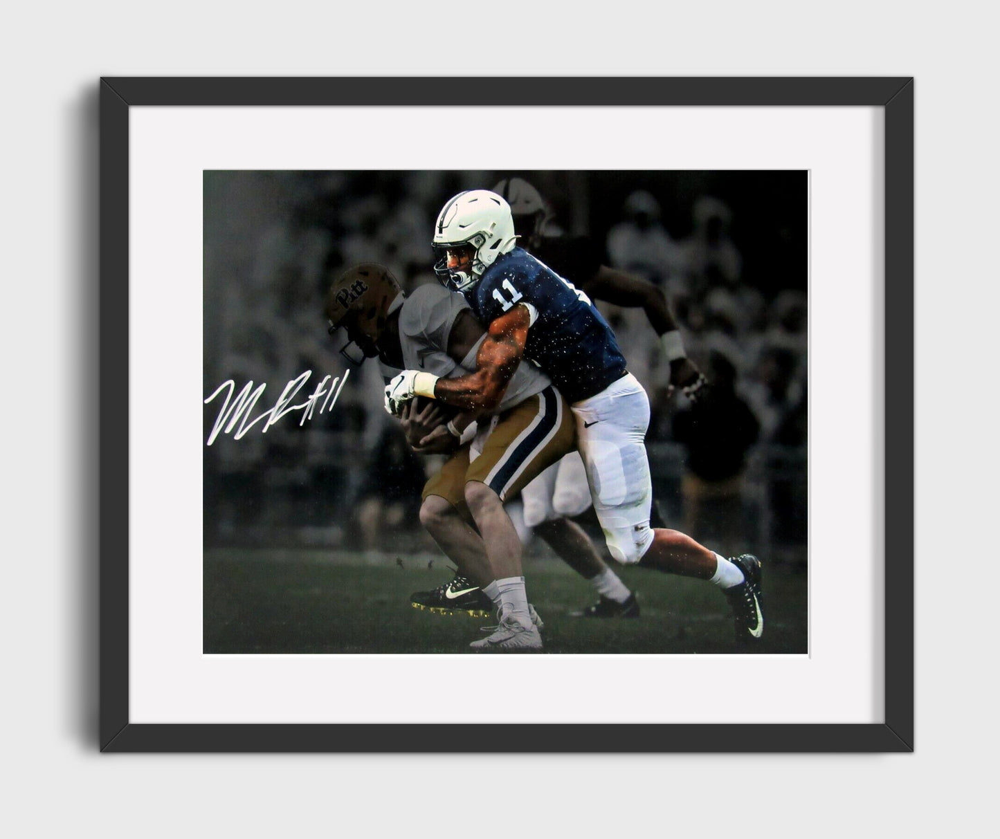 Penn State Football Micah Parsons Defensive Tackle Impact Hit College Football Wall Art 16x20 Gallery Frame wall art print – College Football decor