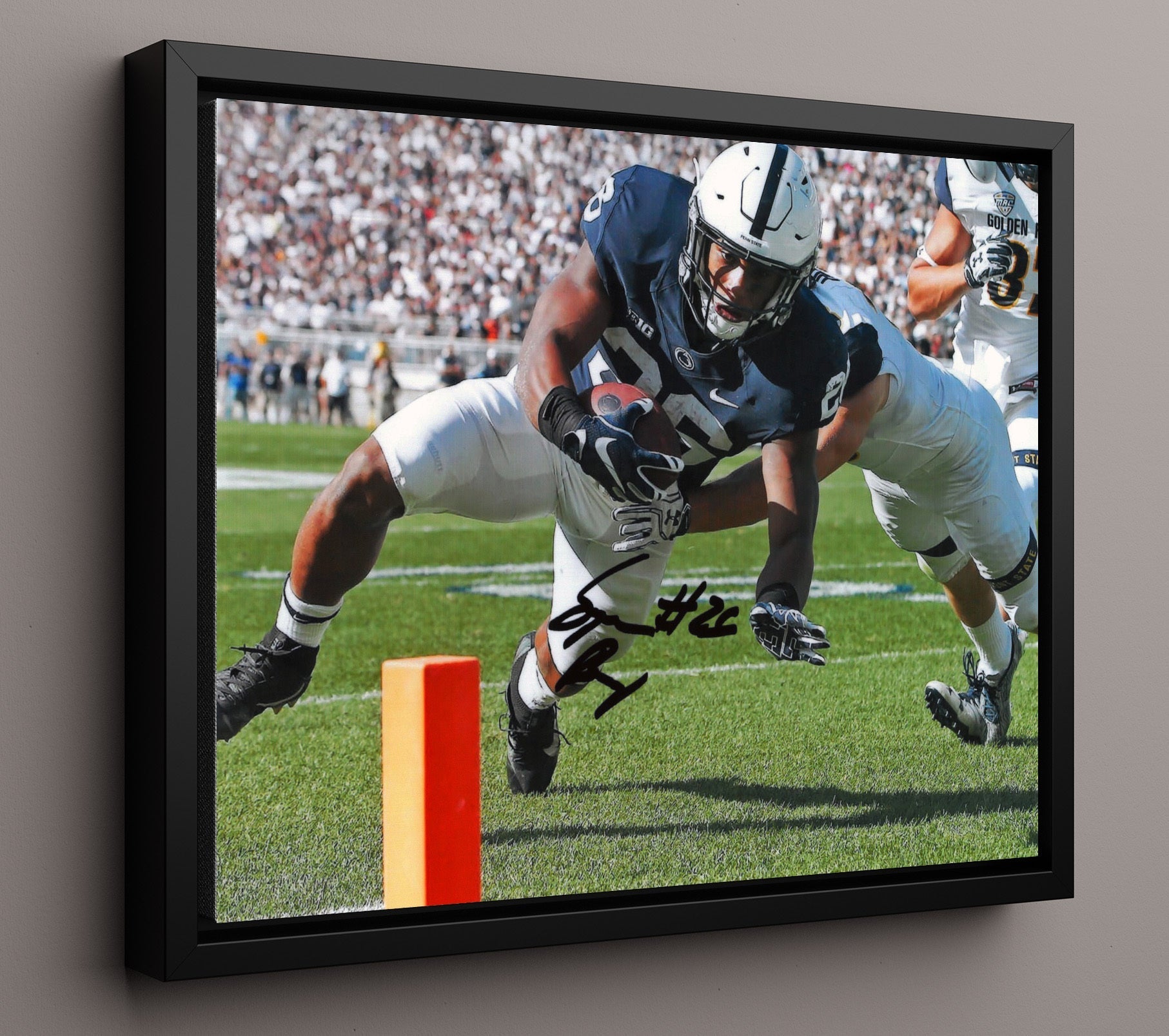 Penn State Football - Saquon BarkleyGoal Line Dive 8x10 Framed Canvas college football wall art