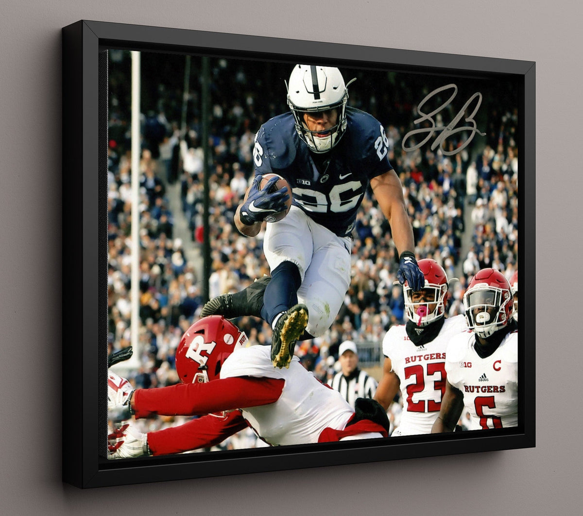 Penn State Football - Saquon BarkleyHurdle 8x10 Framed Canvas college football wall art