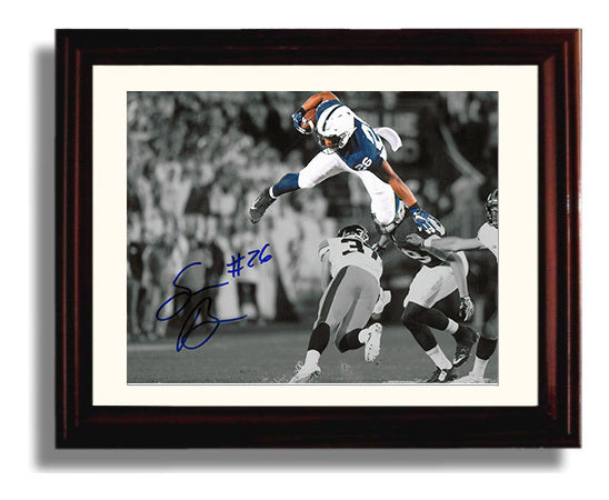 Penn State Football Saquon BarkleyMidair Leap College Football Wall Art 8x10 Beveled Frame wall art print – College Football decor