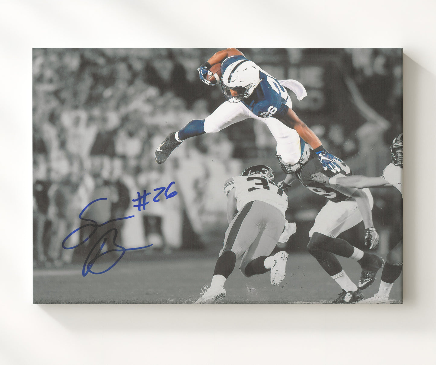 Penn State Football - Saquon BarkleyMidair Leap 8x10 Canvas college football wall art