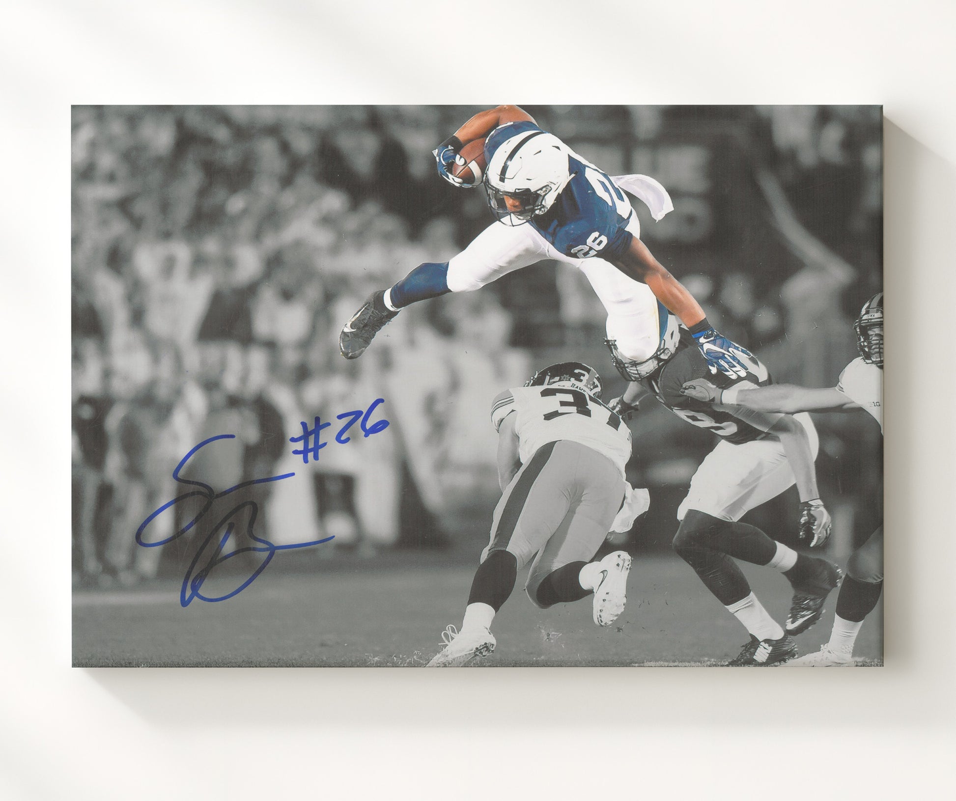 Penn State Football - Saquon BarkleyMidair Leap 8x10 Canvas college football wall art