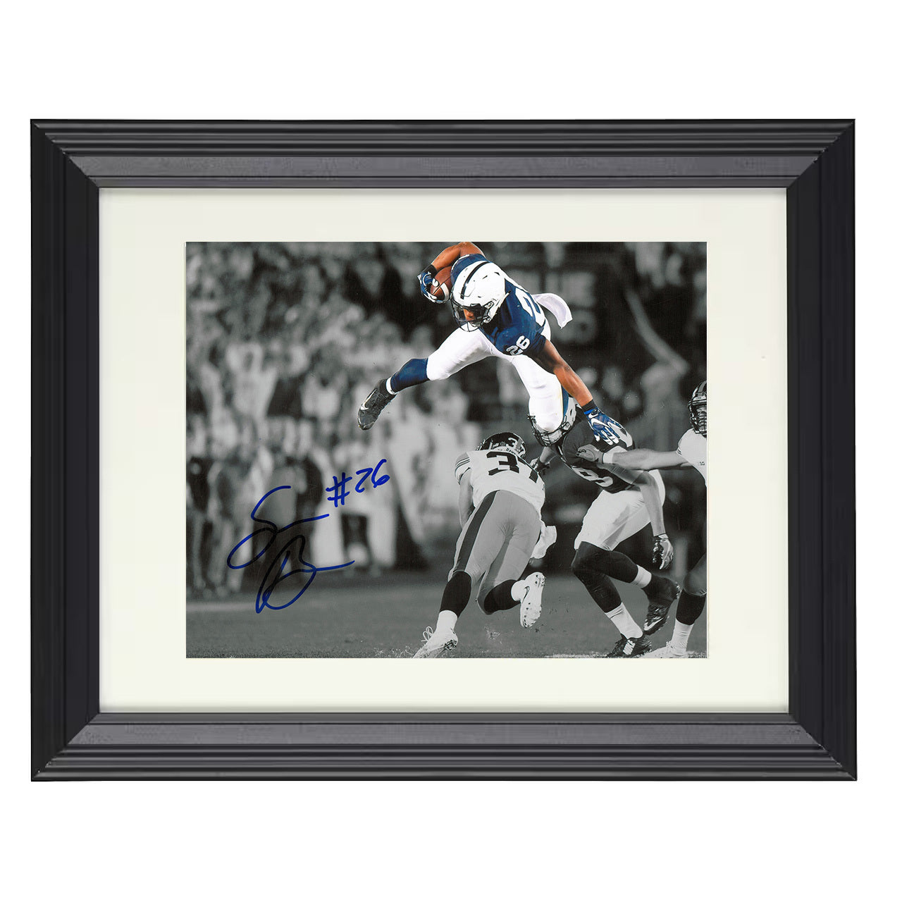 Penn State Football Saquon Barkley Midair Leap 8x10 black beveled frame college football wall art