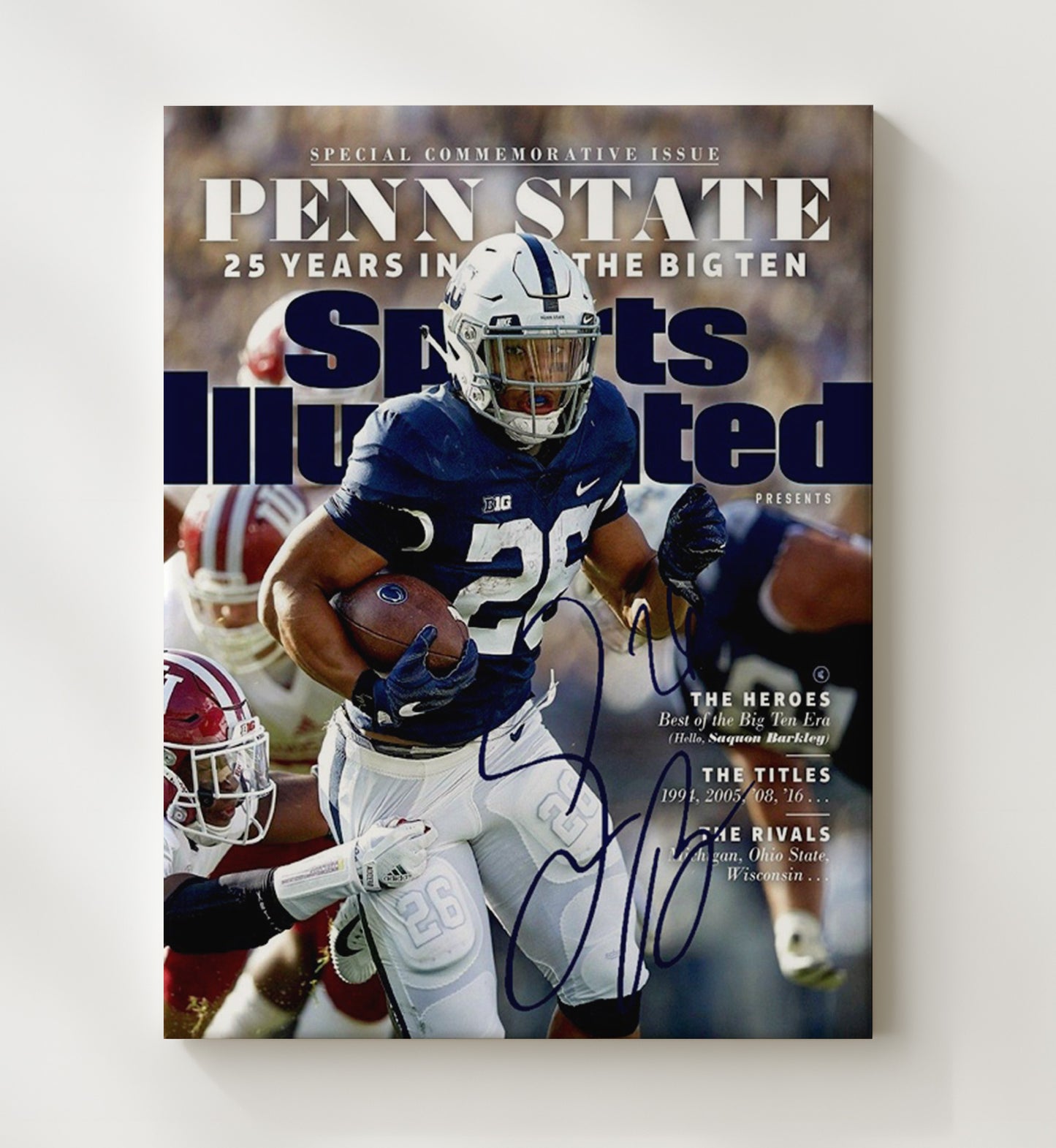 Penn State Football Saquon Barkley Power Run SI Cover 2017 College Football Wall Art 20x24 Canvas wall art print – College Football decor