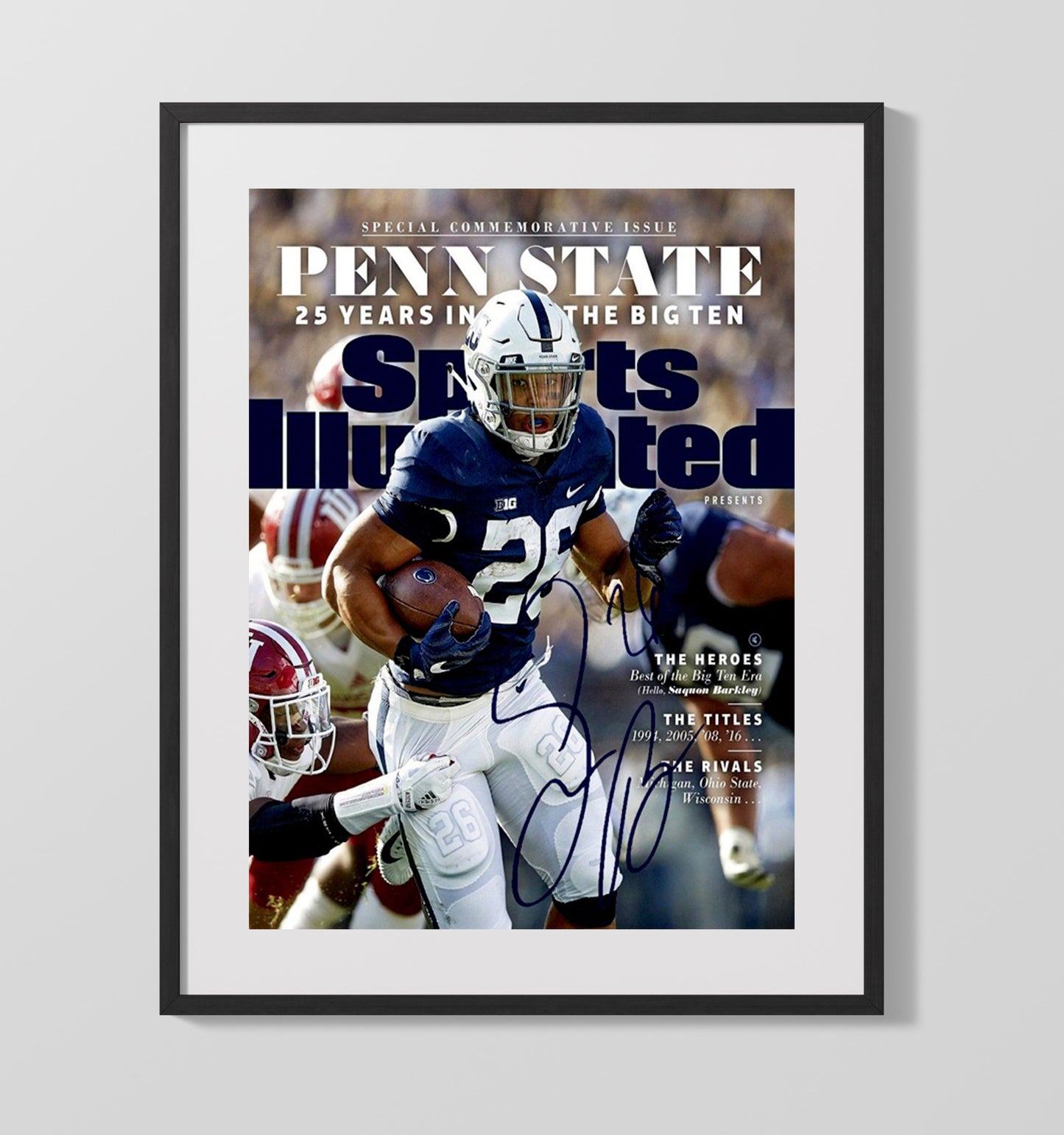 Penn State Football Saquon Barkley Power Run SI Cover 2017 College Football Wall Art 16x20 Gallery Frame wall art print – College Football decor