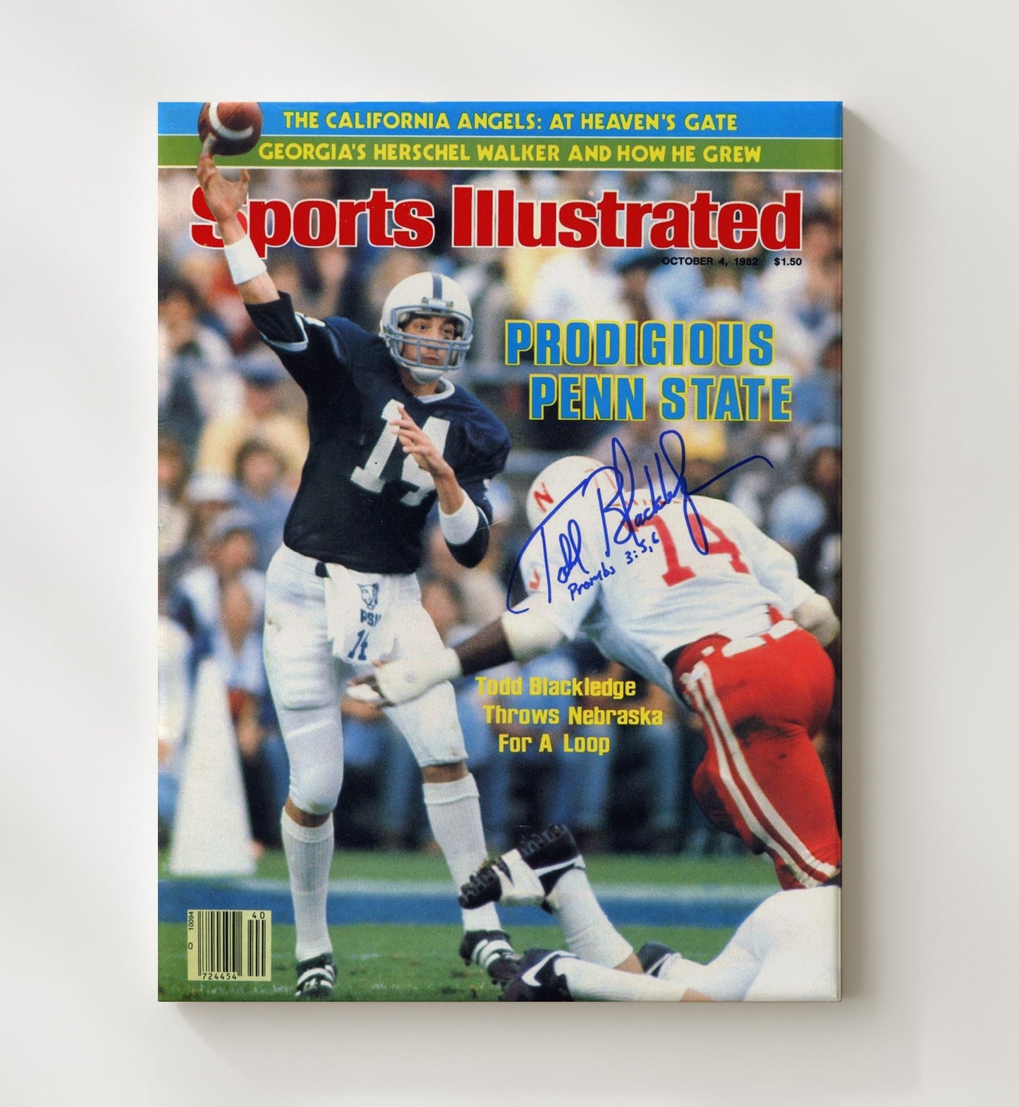 Penn State Football - Todd Blackledge Deep Pass SI Cover 1982 8x10 Canvas college football wall art