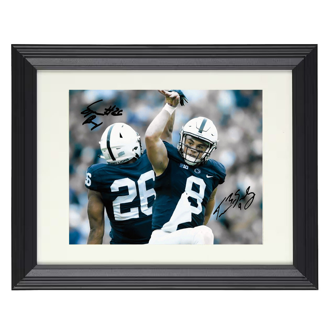 Penn State Trace McSorley and Saquon Barkley Backfield 8x10 black beveled frame college football wall art
