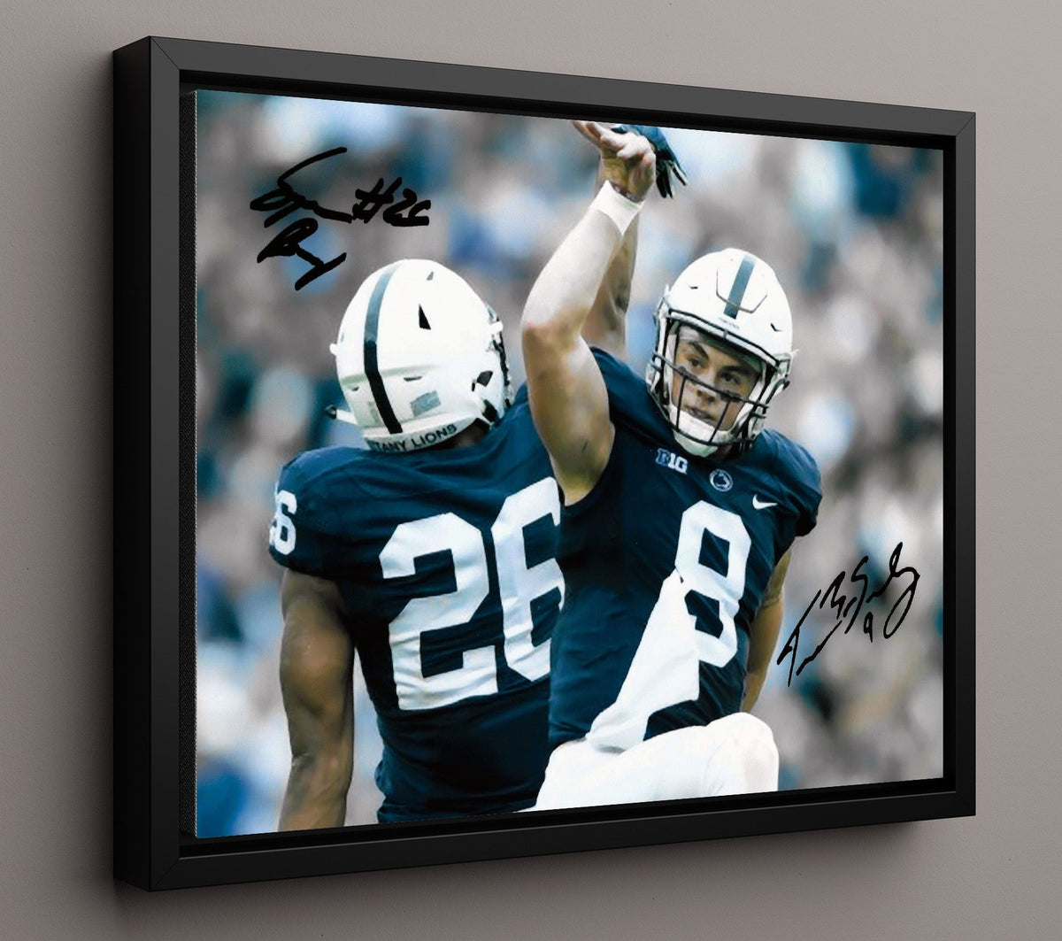 Penn State Football - Trace McSorley and Saquon BarkleyBackfield Exchange 8x10 Framed Canvas college football wall art