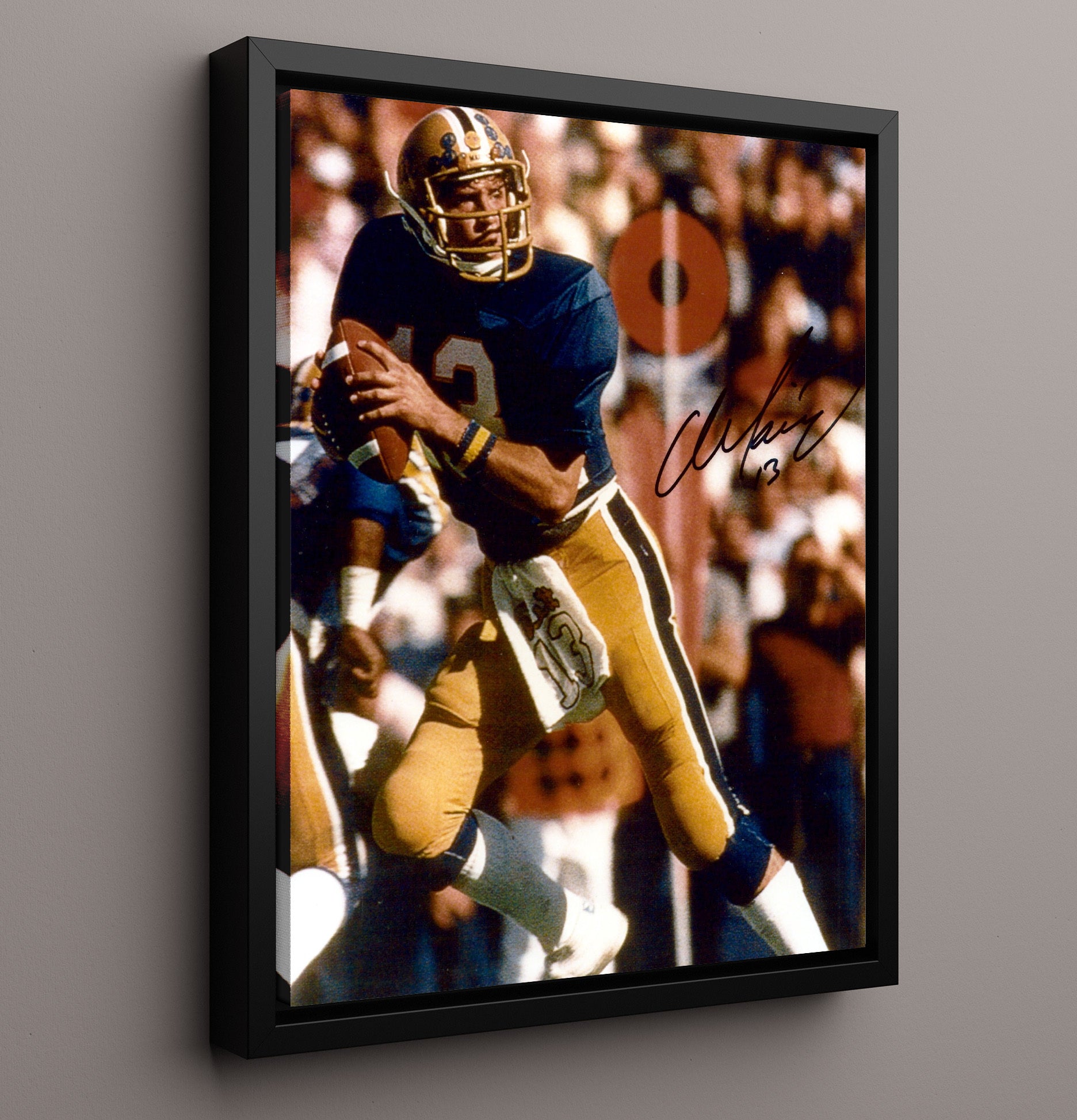 Pitt Football Dan Marino Pocket Passer Classic College Football Wall Art 16x20 Framed Canvas wall art print – College Football decor