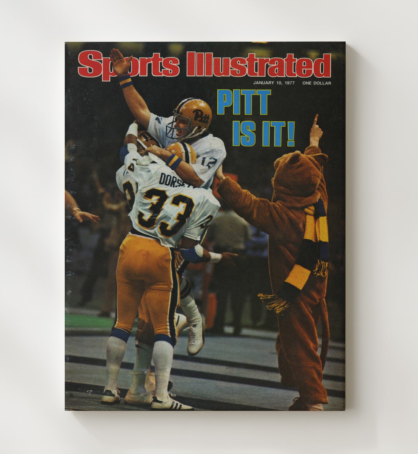 Pitt Football Tony Dorsett Championship Celebration Title Clinch 1977 SI College Football Wall 20x24 Canvas wall art print – College Football decor