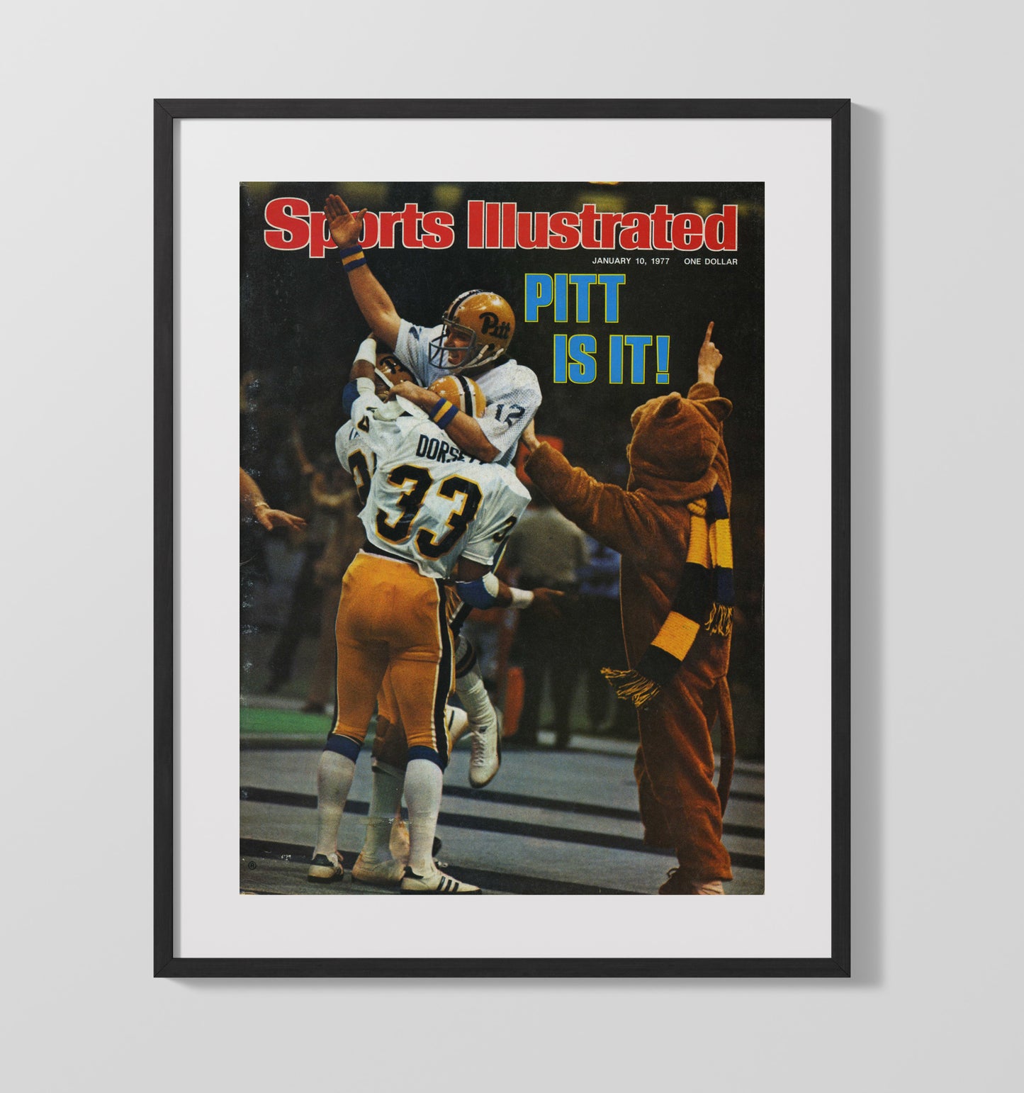 Pitt Football Tony Dorsett Championship Celebration Title Clinch 1977 SI College Football Wall 16x20 Gallery Frame wall art print – College Football decor