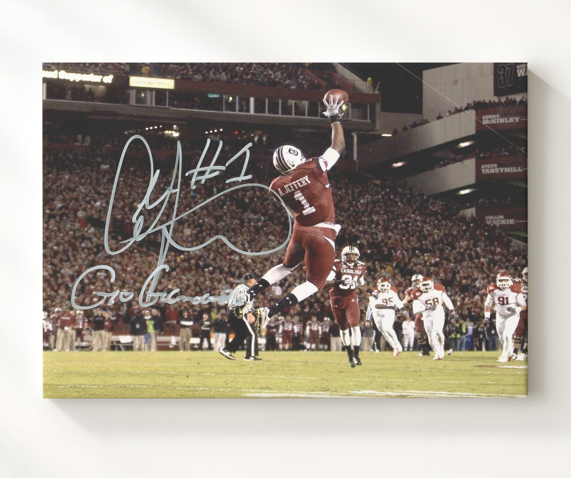 South Carolina Football - Alshon Jeffery Aerial Touchdown Grab 8x10 Canvas college football wall art