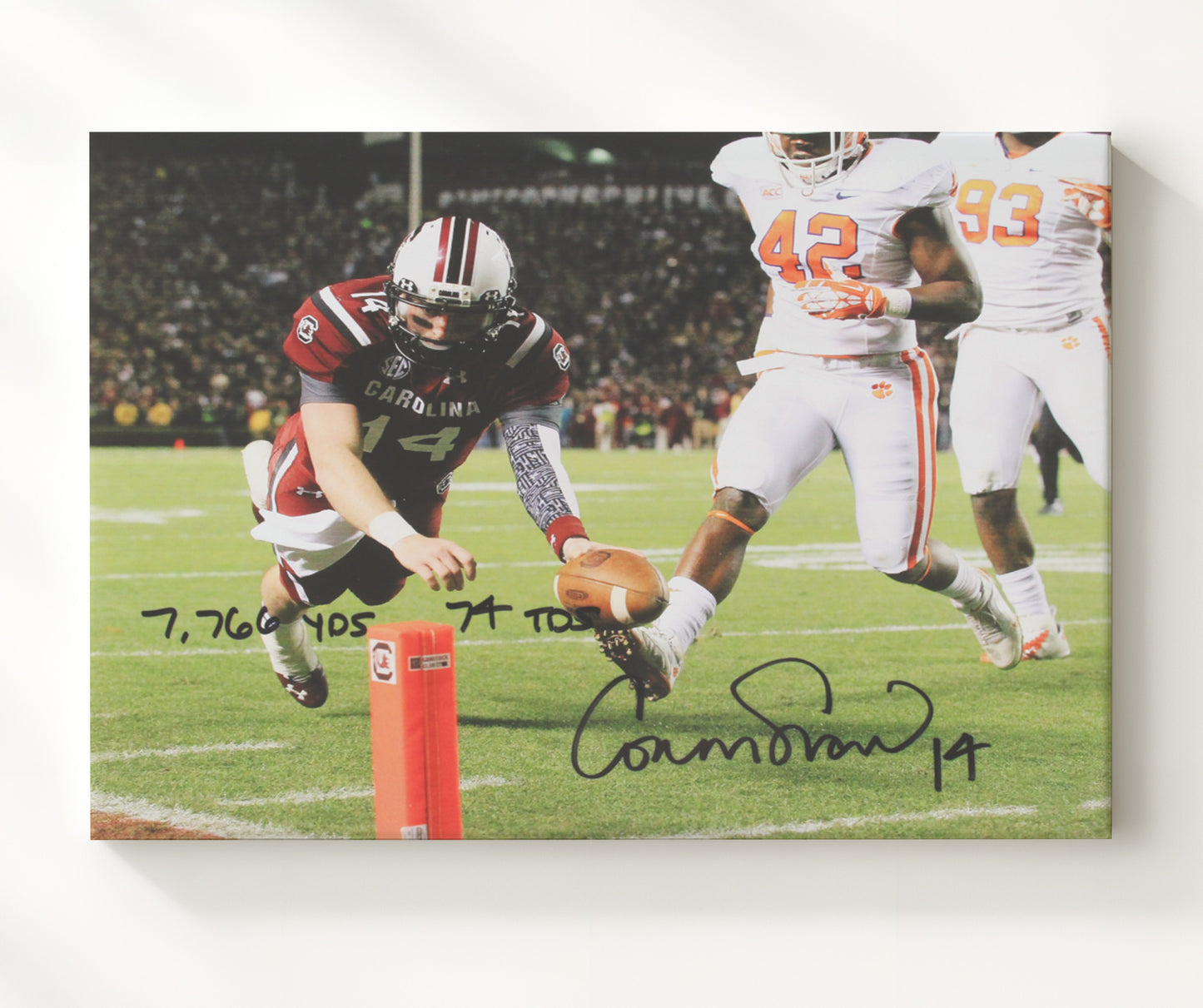 South Carolina Football - Connor Shaw Goal Line Extension 8x10 Canvas college football wall art